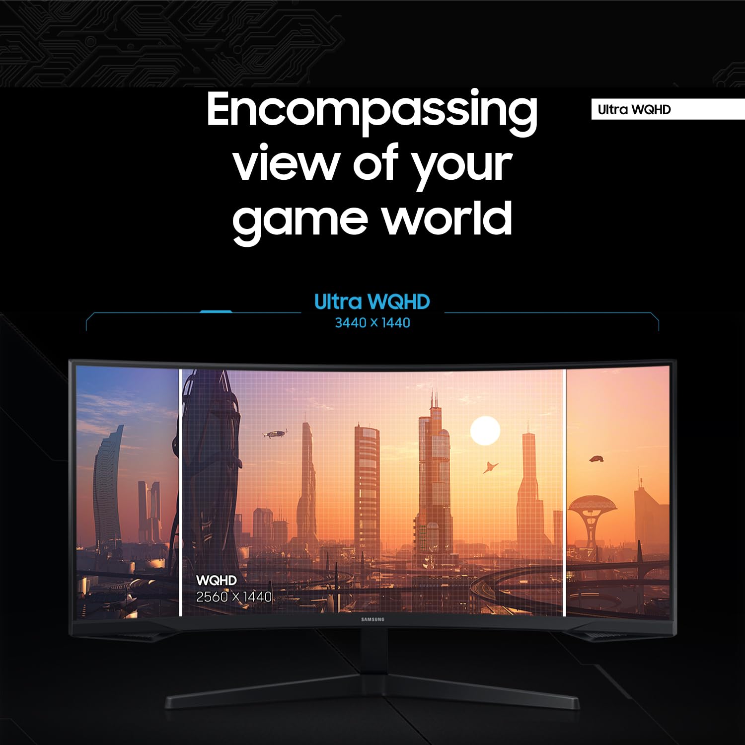 Samsung Odyssey G5 34' Ultra-Wide Gaming Monitor LC34G55TWWNXZA 1000R Curved Screen, 165Hz, 1ms, FreeSync Premium, Large Display, Eye Comfort, Multiple Ports, WQHD, 2020, Black: 34-inch Curved WQHD Resolution