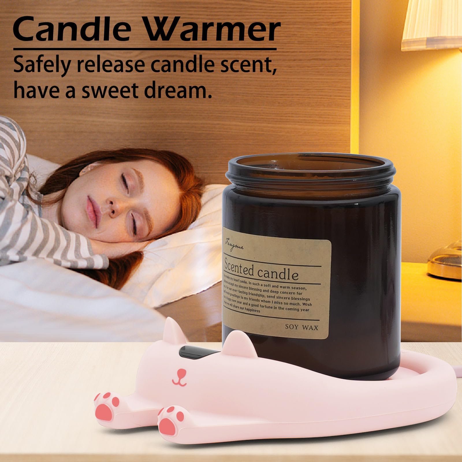 PUSEE Coffee Mug Warmer & Cute Cat Mug Set, Coffee Cup Warmer for Desk with Auto Shut Off, Beverage Warmer with 3 Temp Settings, Candle Warmer Coffee Warmer with Mug Set for Christmas & Birthday Gifts: Ador Pink