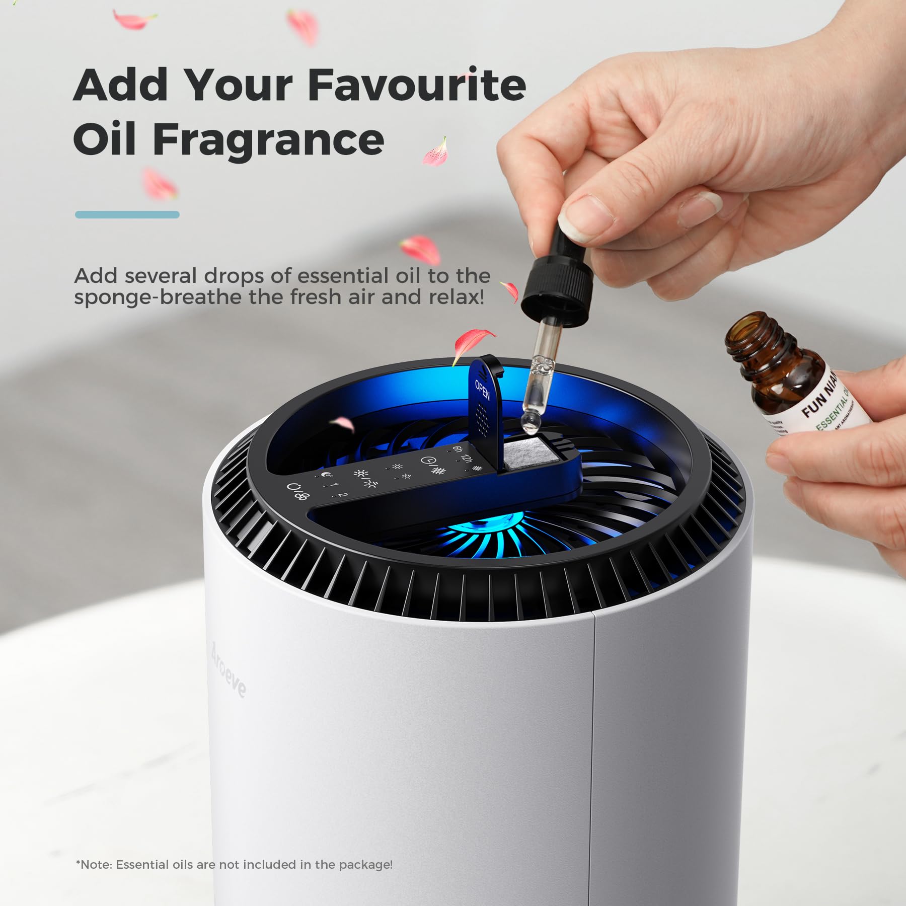 AROEVE Air Purifiers for Bedroom Home, 3 Layer Filter for Smoke Pollen Allergies Pet Dander Odor, Sleep Mode for Better Sleep, Energy Saving, 3 Speeds, Timer for Office, Dorm, Kitchen, MK01,: White