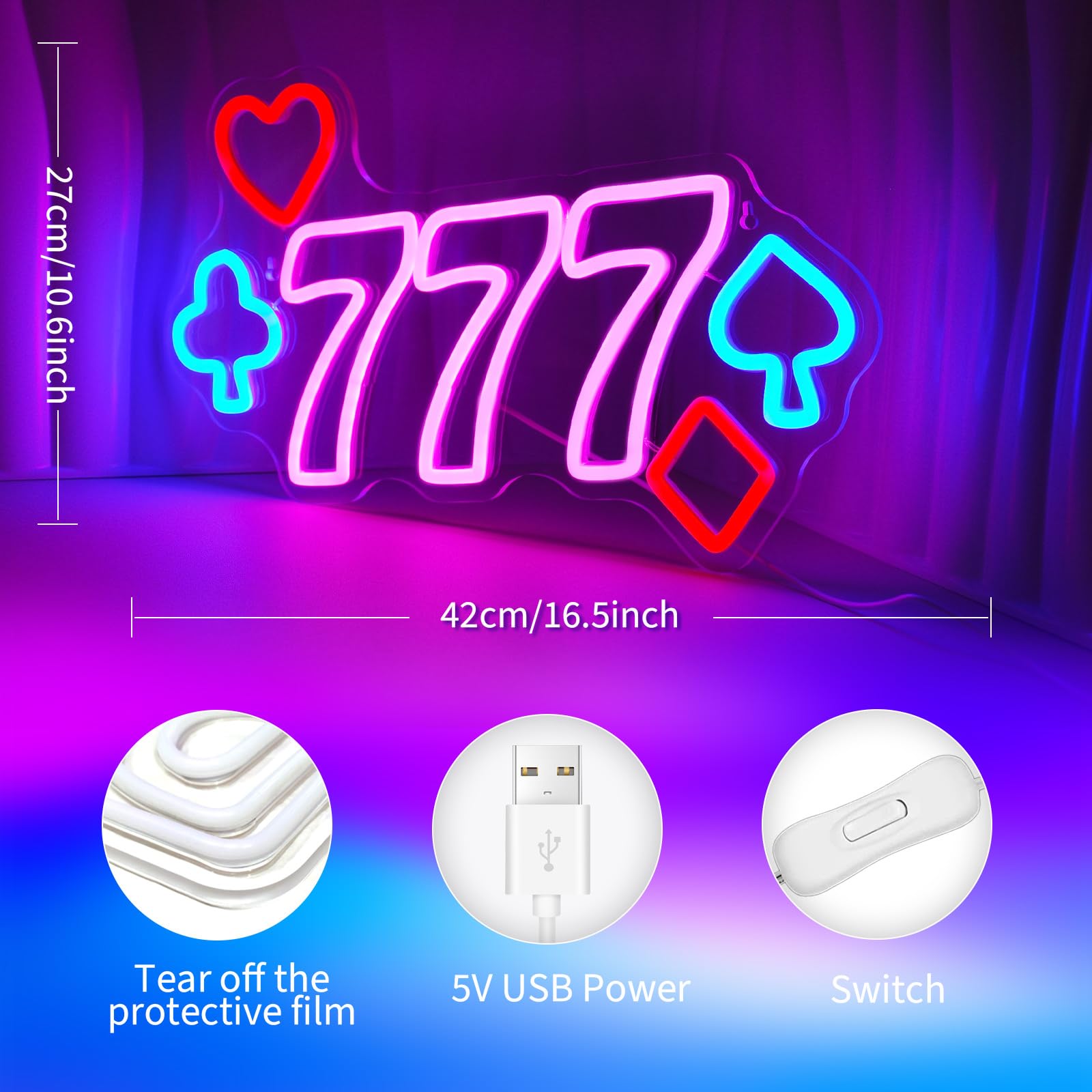 Neon Signs for Wall Decor Pink LED Light Sign for Preppy Room Decor Light Up Sign for Birthday Party Decoration USB Powered: 777