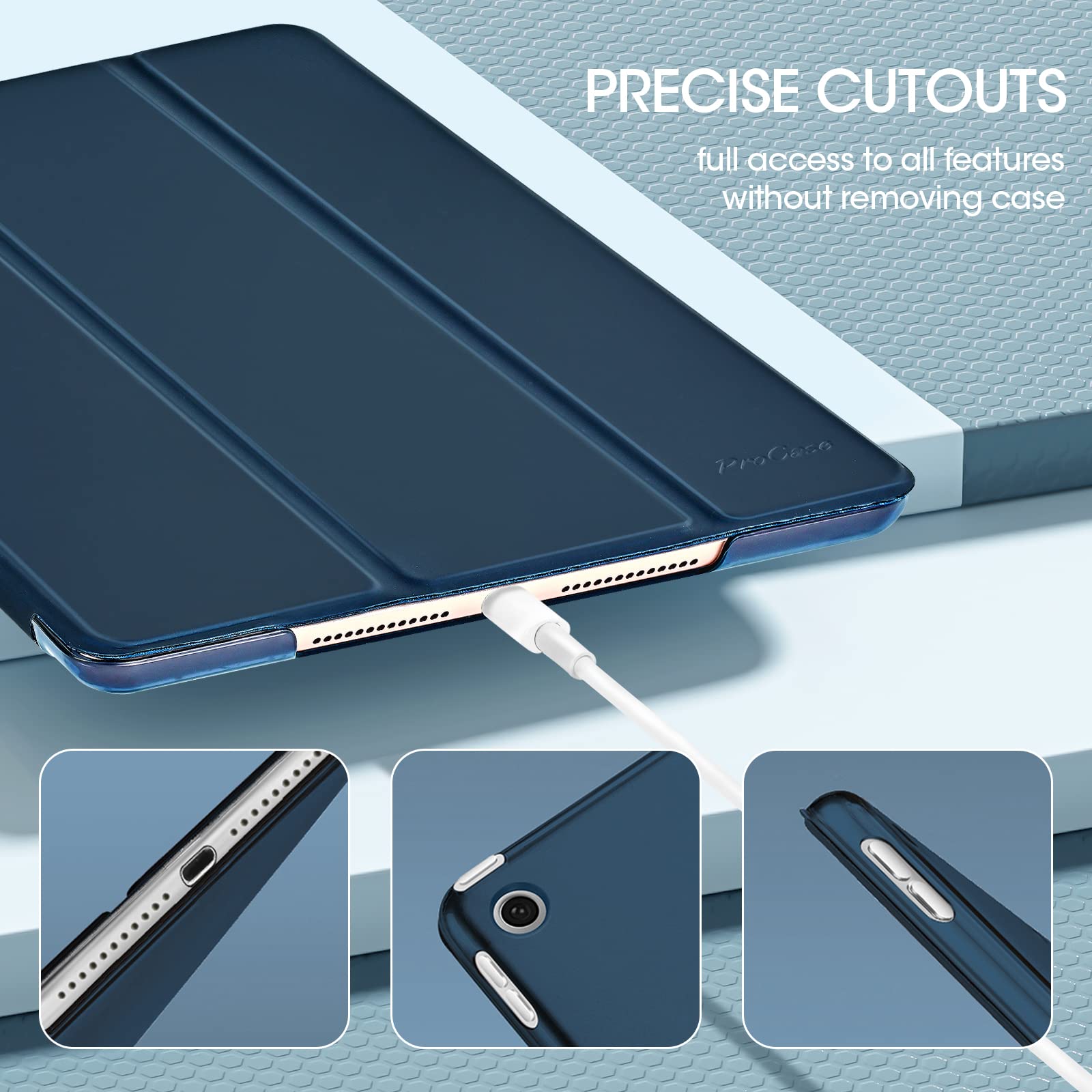 ProCase for iPad 9th Generation 2021/ iPad 8th Generation 2020/ iPad 7th Generation 2019 Case, 10.2 iPad Case iPad Cover 9th Generation -Navy