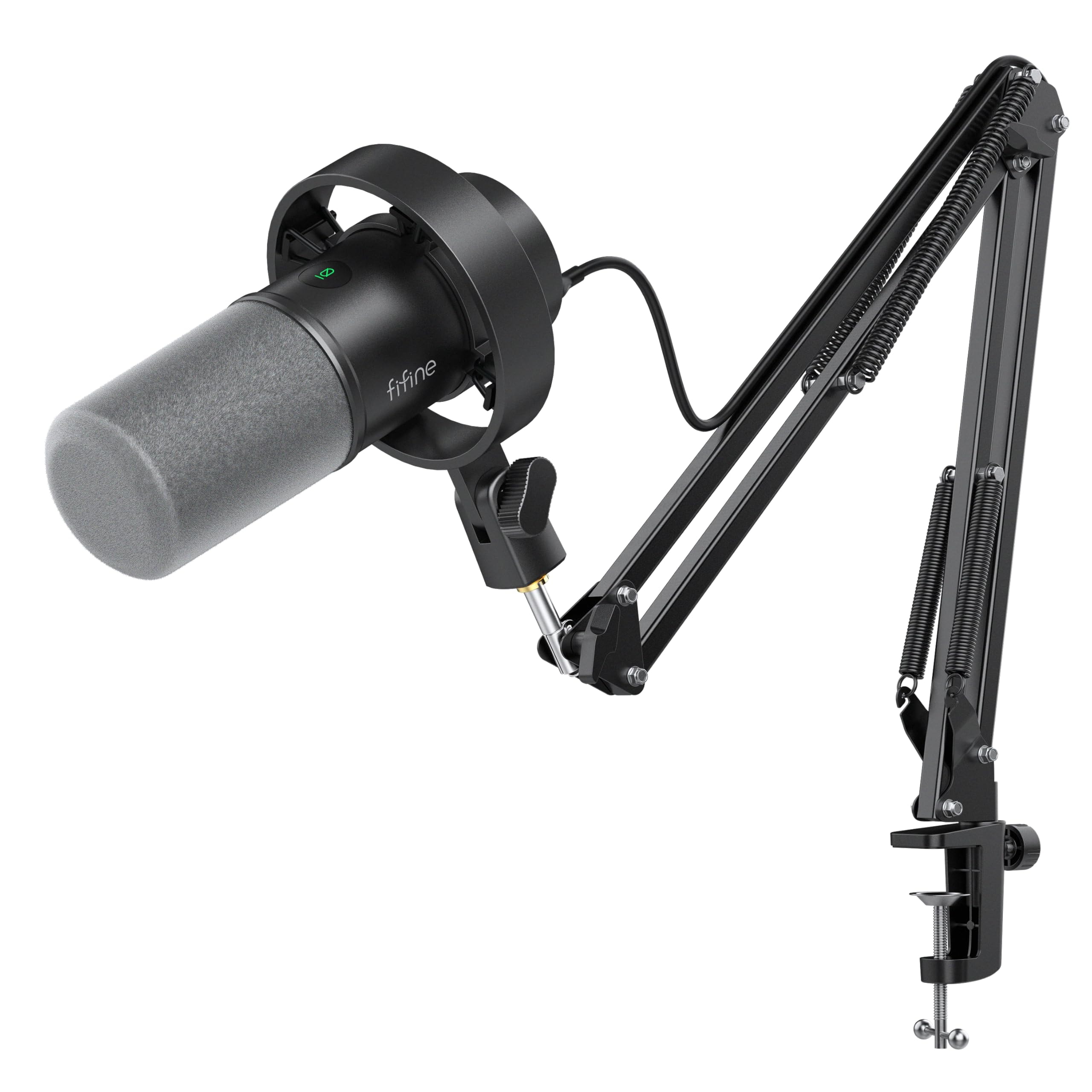 FIFINE K688 Podcast Microphone Kit, USB/XLR Dynamic Microphone with Boom Arm for PC/XLR Mixer, Gaming Mic with Mute Button, Headphone Jack for Vocal, Voice-Over, Streaming, Music Recording -K688CT: Black