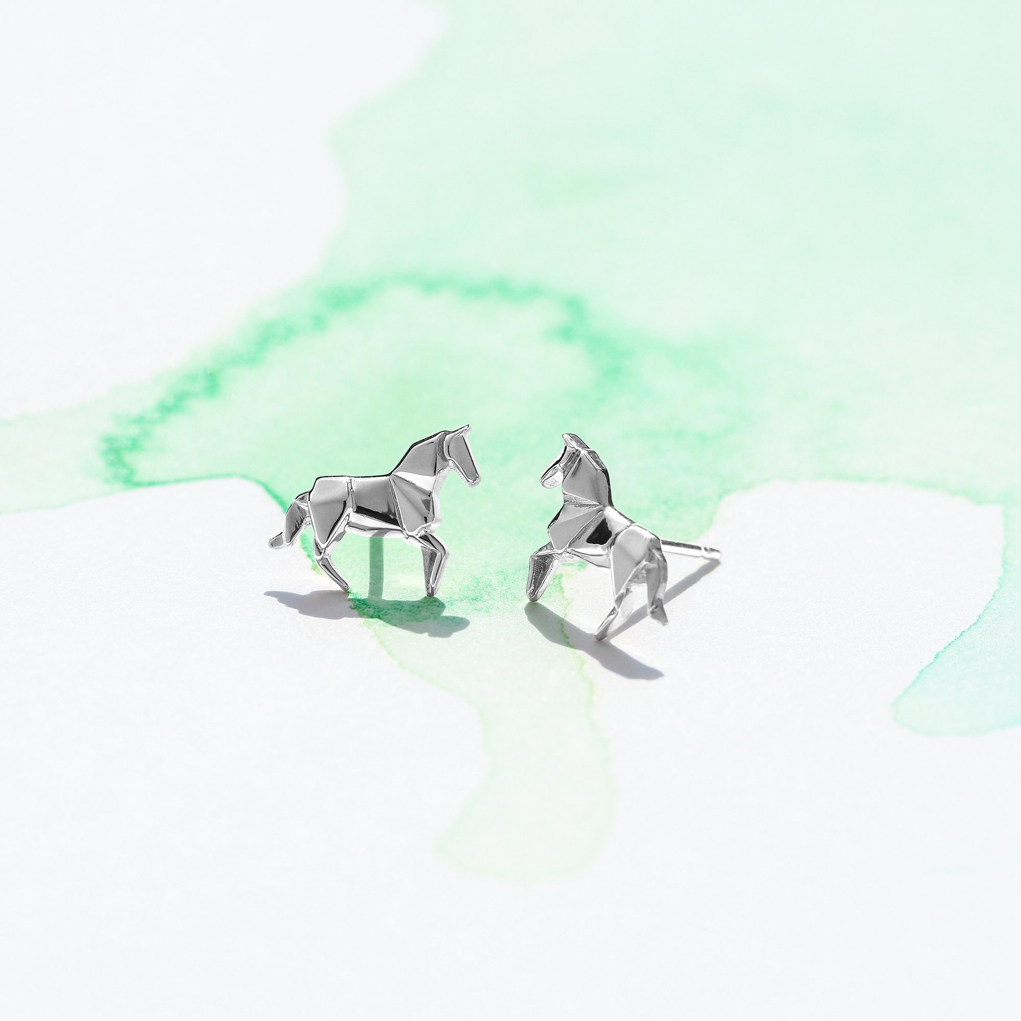 Boma Jewelry Sterling Silver Origami Horse Stud Earrings thumbnail 4