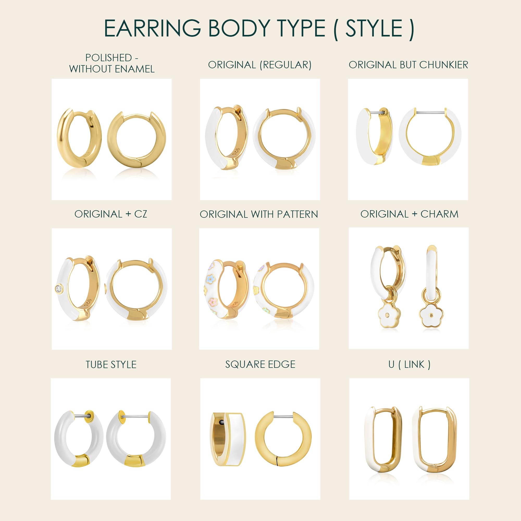 14K Gold Plated Sterling Silver Enamel Color Huggie Hoop Earrings for Women – Wide Range of Vibrant Color Options Available thumbnail 2