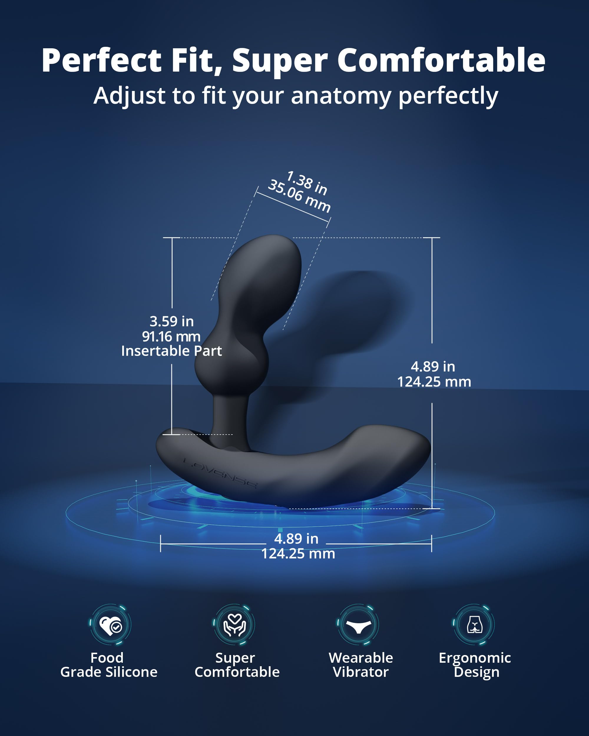 LOVENSE Edge 2 Prostate Massager Adjustable Vibrating Butt Plug, APP Remote Control Male Vibrator Anal Dildo Adult Sex Toys & Games for Beginner Advanced Player, Powerful Vibration, Waterproof