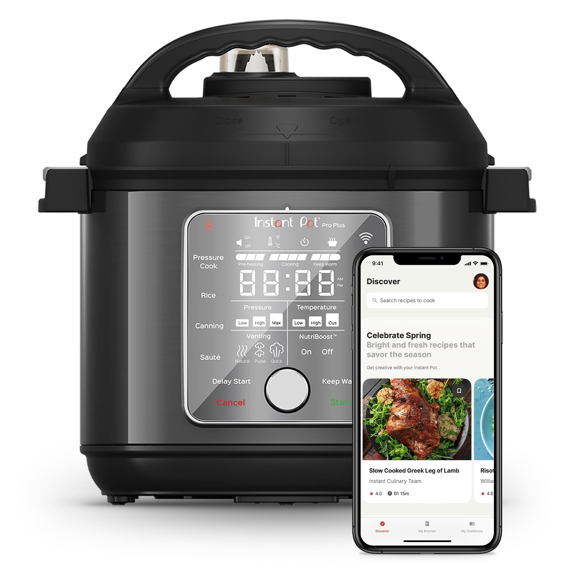 Instant Pot Pro Plus Wi-Fi Smart 10-in-1, Pressure Cooker, Slow Cooker, Rice Cooker, Steamer, Sauté Pan, Yogurt Maker, Warmer, Canning Pot, Sous Vide, Includes App with Over 800 Recipes, 6 Quart: Black