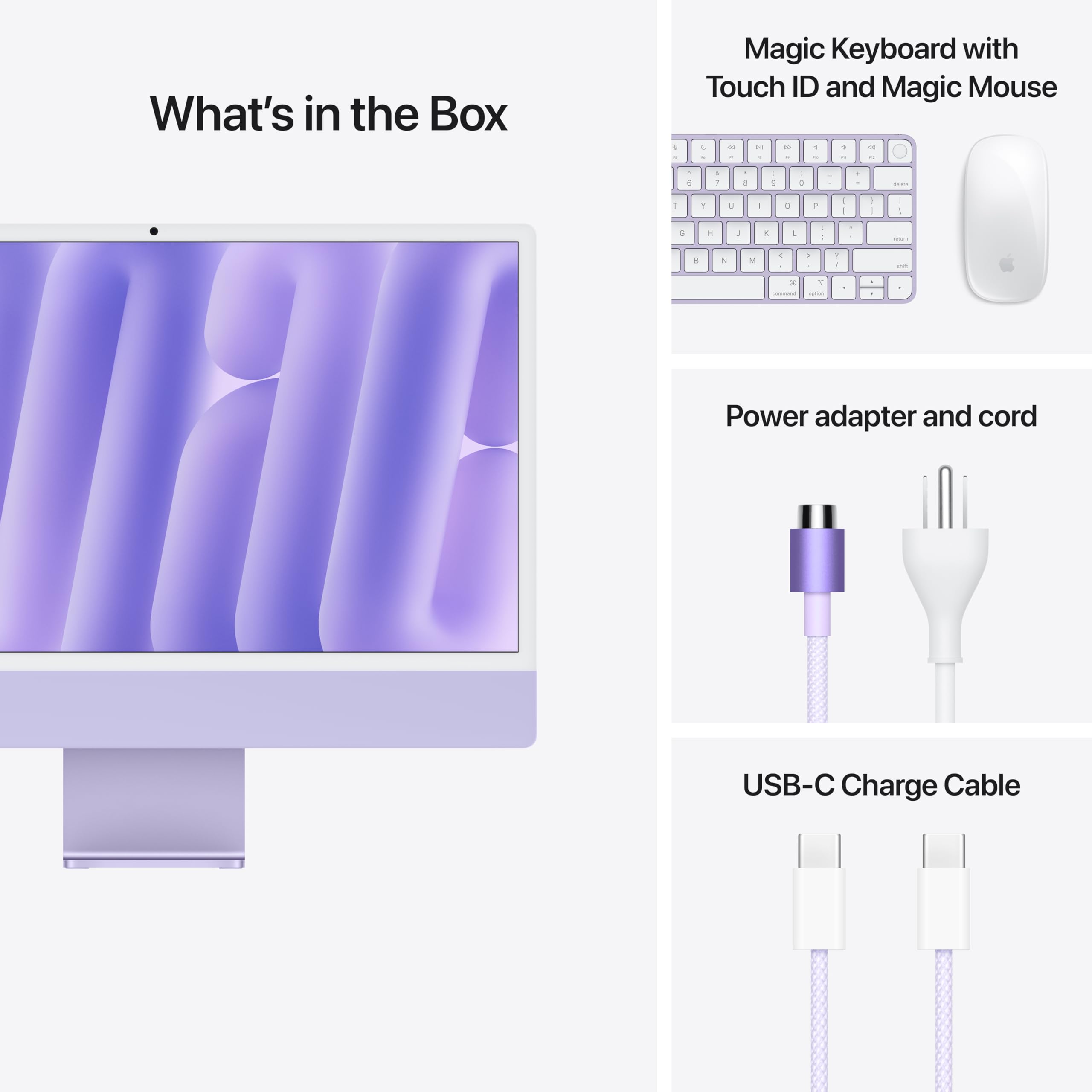 Apple 2024 iMac All-in-One Desktop Computer with M4 chip with 10-core CPU and 10-core GPU: Built for Apple Intelligence, 24-inch Retina Display, 16GB Unified Memory, 512GB SSD Storage; Pink: Standard Glass 16GB Unified Memory, 256GB SSD Storage Purple without AppleCare+