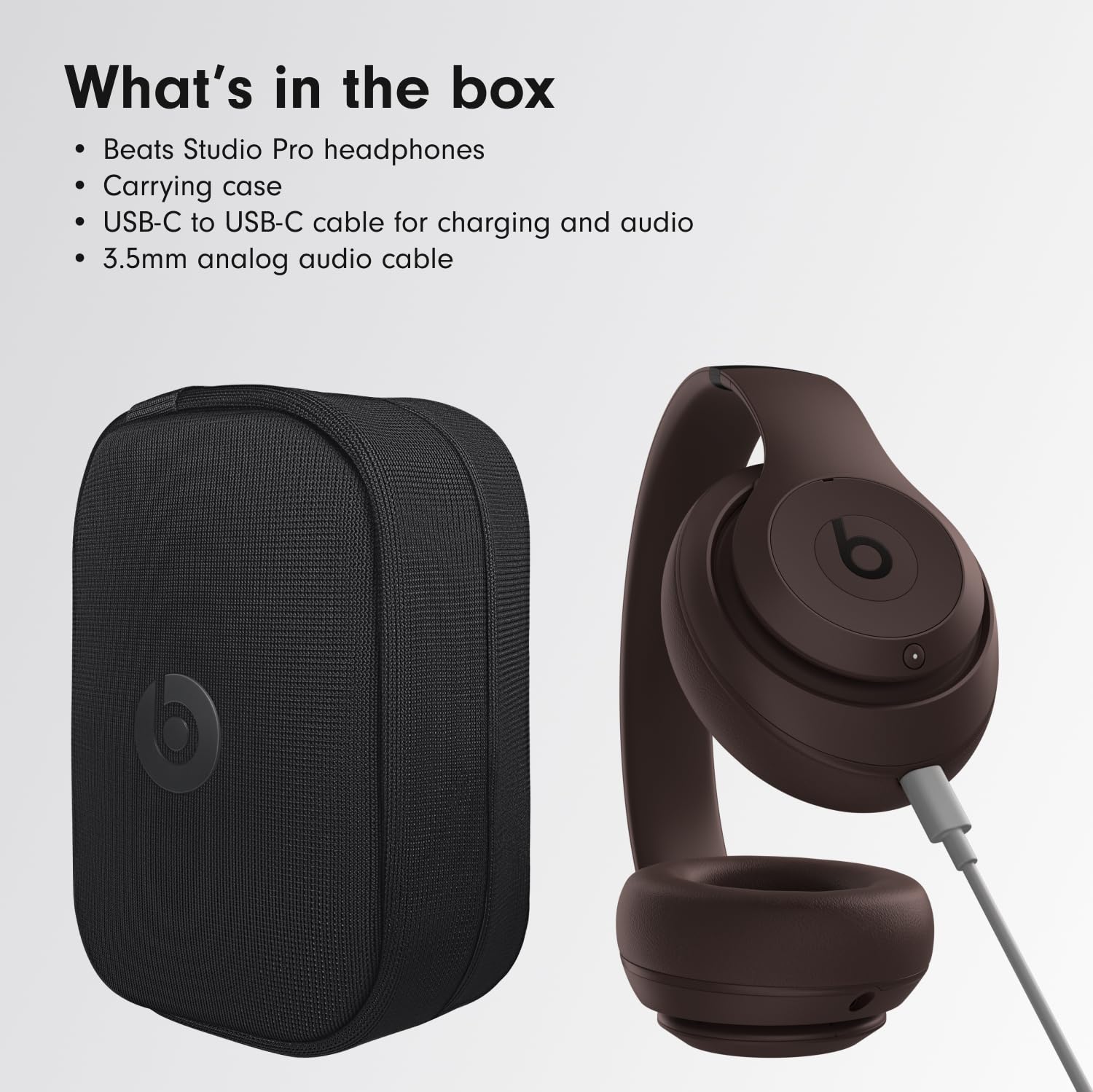 Beats Studio Pro x Kim Kardashian - Bluetooth Noise Cancelling Headphones with AppleCare+ (2 Years) - Moon: Deep Brown Studio Pro &amp; Power Adapter Without AppleCare+