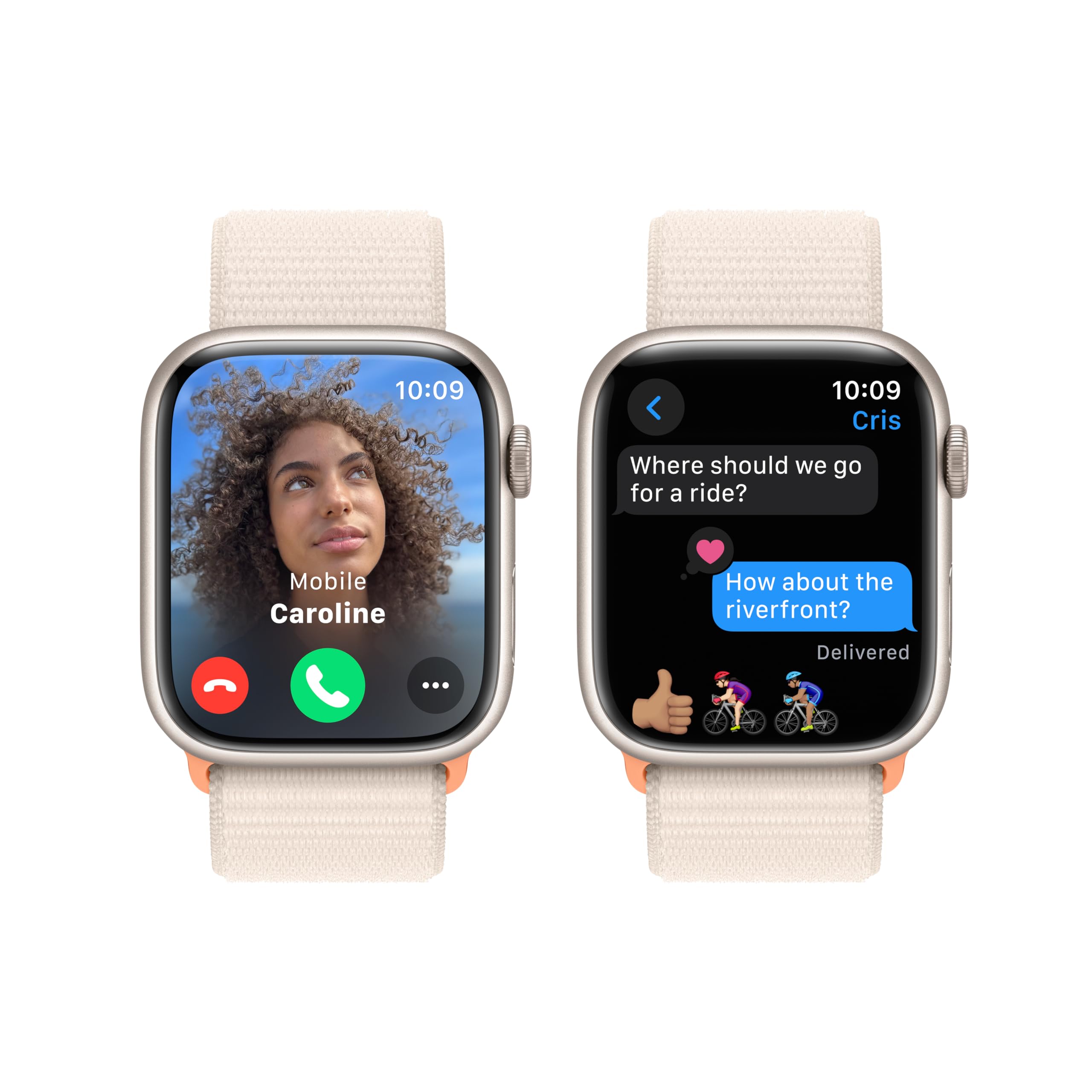 Apple Watch Series 9 [GPS 41mm] Smartwatch with Pink Aluminum Case with Light Pink Sport Loop One Size. Fitness Tracker, ECG Apps, Always-On Retina Display, Carbon Neutral: Starlight Aluminum Case with Starlight Sport Loop 45mm Case One Size - fits 145&#x2013;220mm wrists