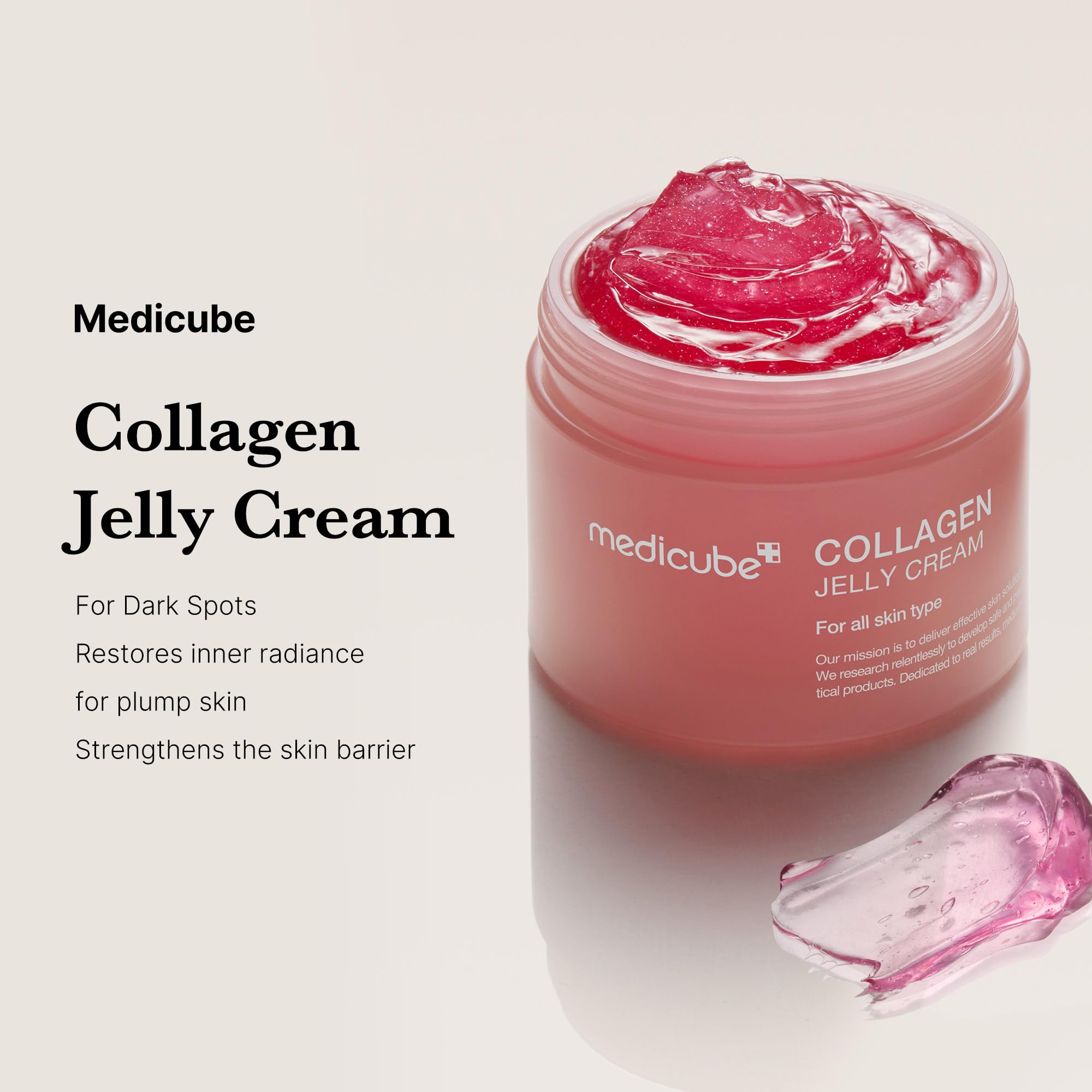 medicube Collagen Jelly Cream- Niacinamide & Freeze-Dried Hydrolyzed Collagen-Boosts skin barrier hydration & gives 24h Glow & Firmer looking skin | No artificial color, Korean skincare (3.71 fl.oz.): 1.69 Ounce (Pack of 1)