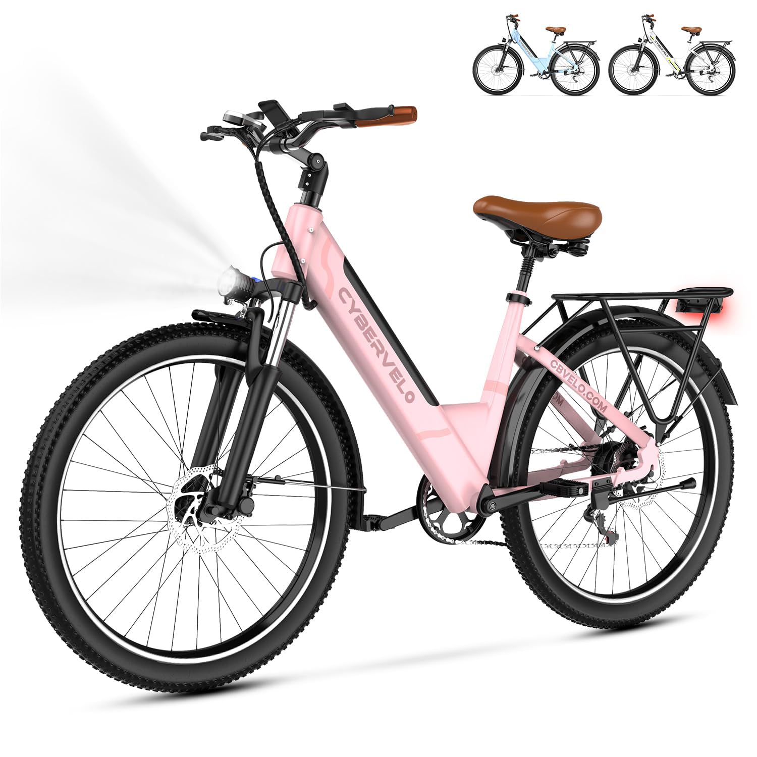Cybervelo 1000 Peak Electric Bike for Adults,up 80 Miles Removable Battery Ebike, 26" Electric E Bike with 7-Speed,Adult Electric Bicycles for Commute Beach Snow Womens All Terrain