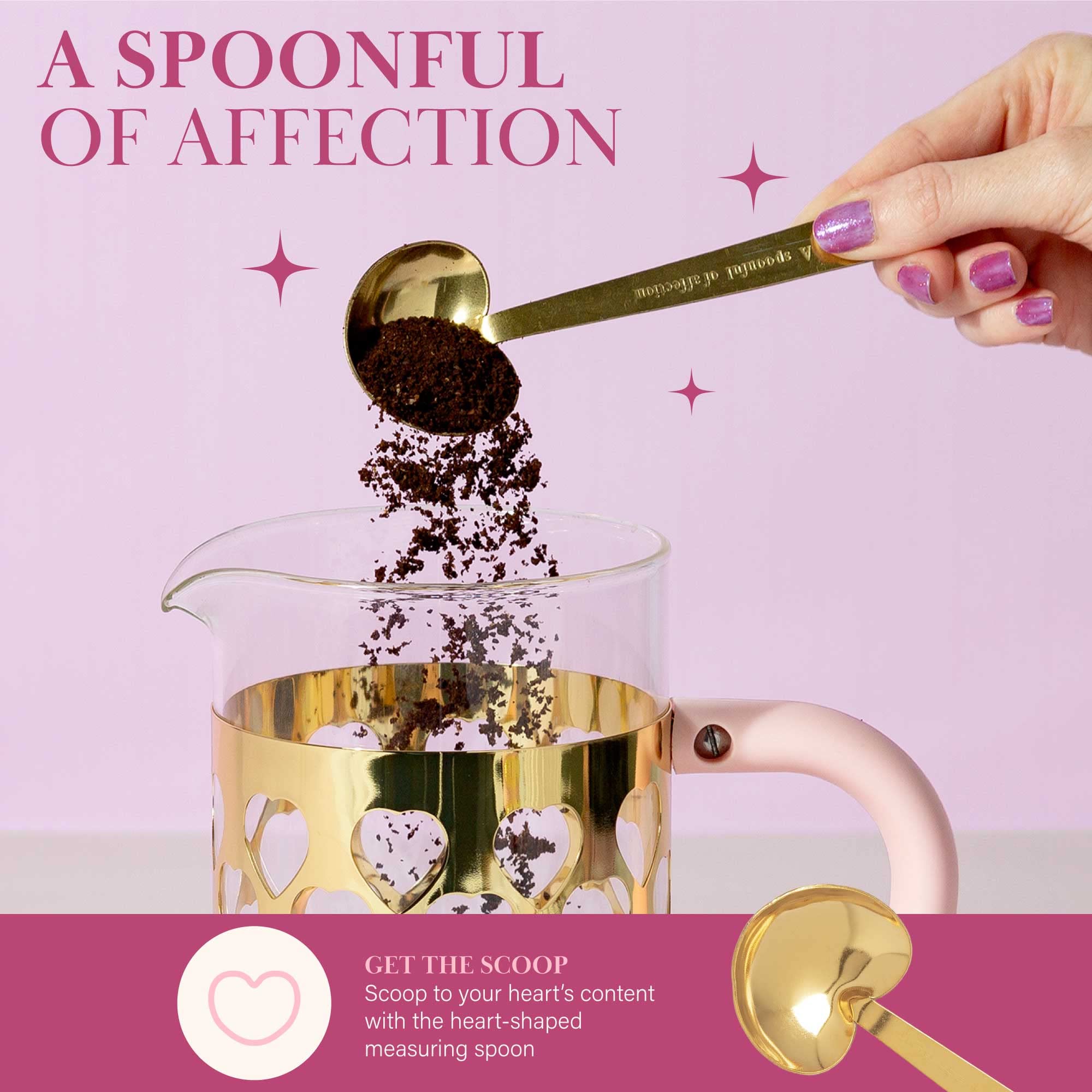 Paris Hilton French Press  With Heart Shaped Measuring Scoop, 2-Piece Set, 8-Cup or 34-Ounce, Pink: Coffee Maker