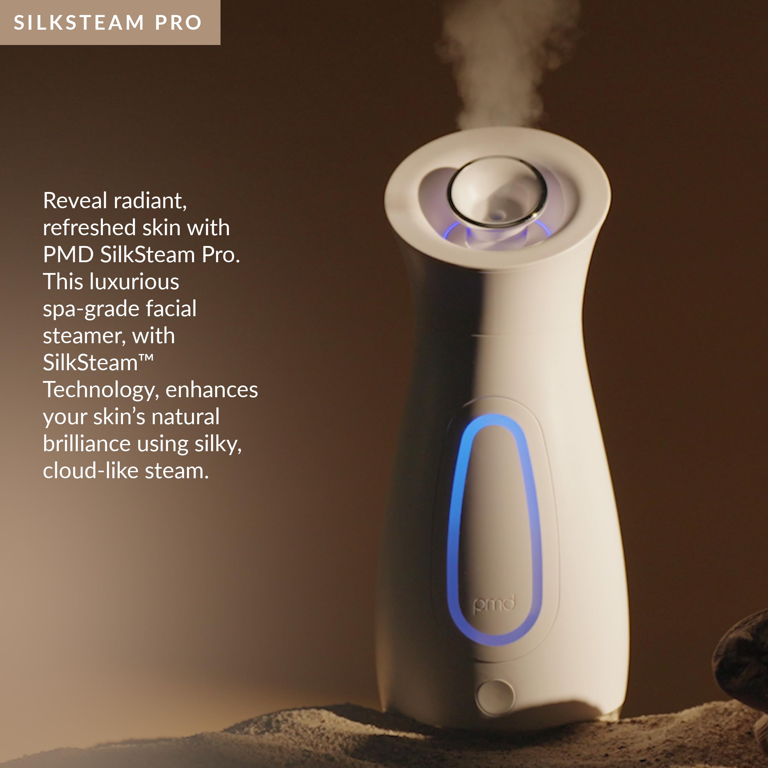 PMD SilkSteam Pro - Spa-Grade Facial Steamer with SilkSteam Technology - Rapid Start-Up - Adjustable, Directional Nozzle - Essential Oil Filters - Dewy, Hydrated Glow: White