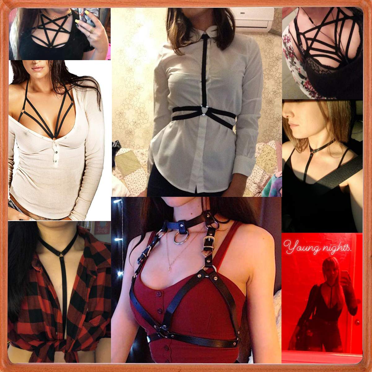 LIVE4COOL Women Harness Elastic Cupless Cage Bra Sexy Lingerie for Women Adjustable Hollow Out Crop Top Exotic Strap Bra: Black3