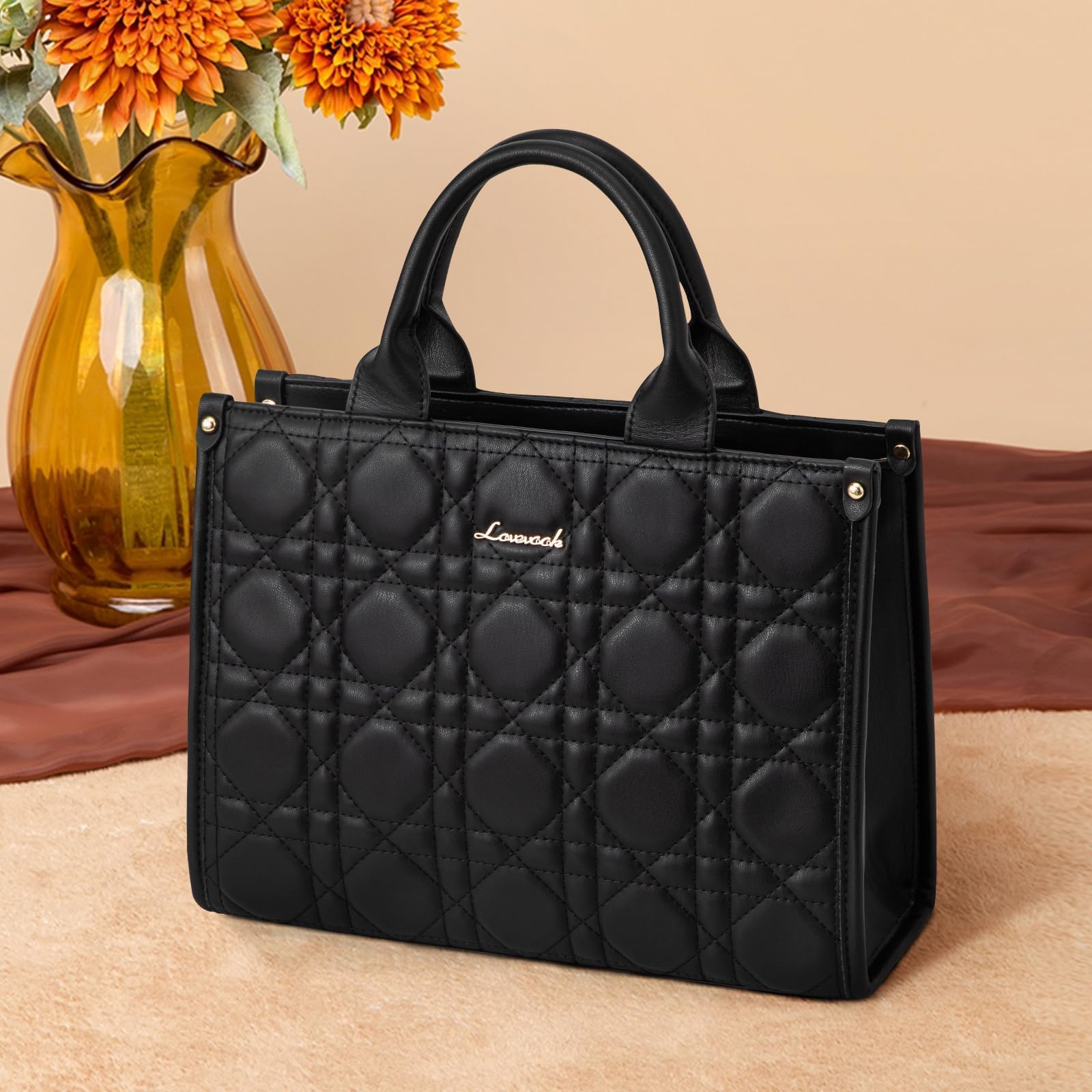 LOVEVOOK Purses and Handbags for Women, Handbags Shoulder Bags Black Purses and PU Leather Top Handles for Lady thumbnail 8