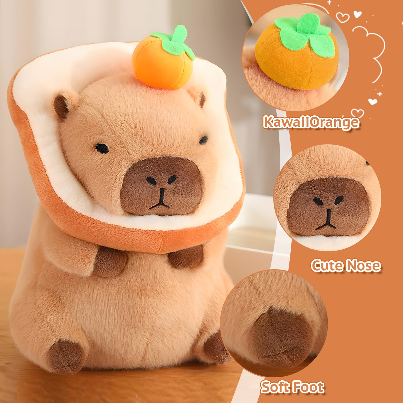 NXNYNZ 12 Inch Cute Capybara Plush Kawaii Soft Capybara Plush Doll Pillow with Bread Capybara Stuffed Aniamls Toys for Girls Kids Adults Birthdays Valentines Gift (): Capybara Stuffed Animals