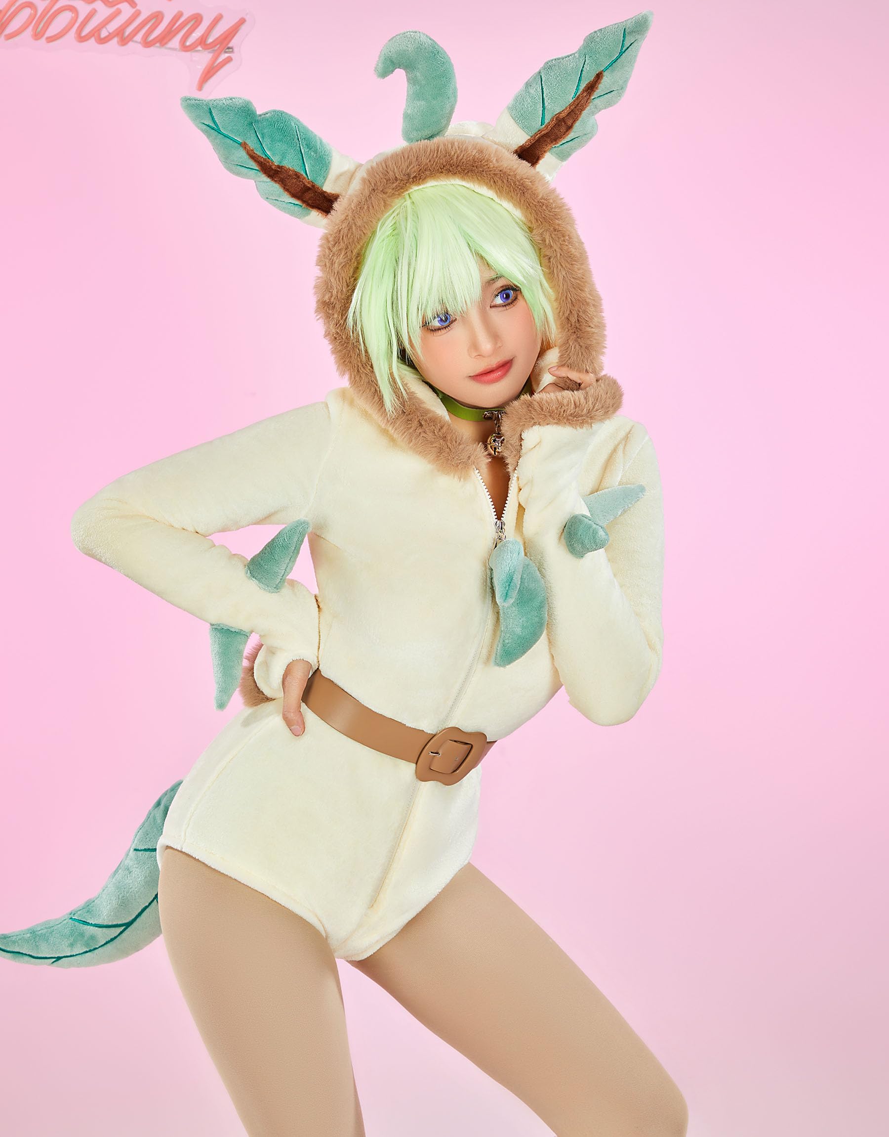 Mobbunny Cute Cartoon Style Romper Yellow Fuzzy Onesie Pajama Loungewear Fluffy Hooded Homewear Short Jumpsuit with Stockings: Small