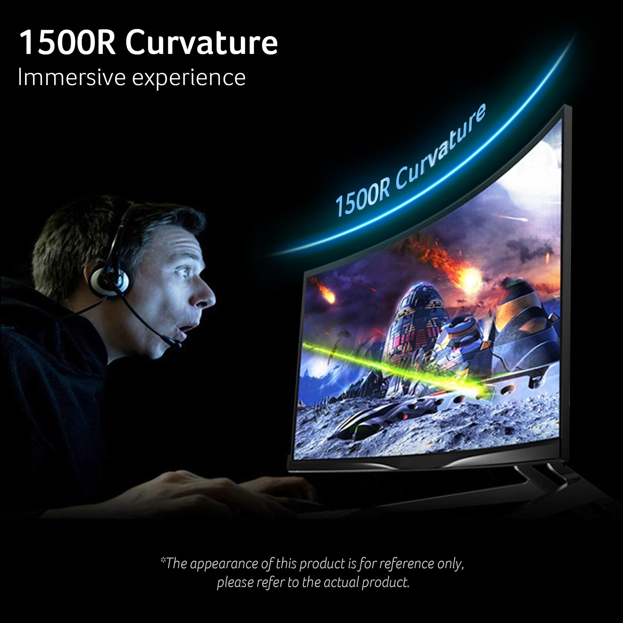 Acer Nitro 31.5 Inch WQHD 2560 x 1440 1500R Curved Gaming Monitor | AMD FreeSync | Up to 180Hz Refresh | 1ms (VRB) | Tilt | One Display Port 1.4 & Two HDMI 2.0 | EDA323QU S3bmiiphx