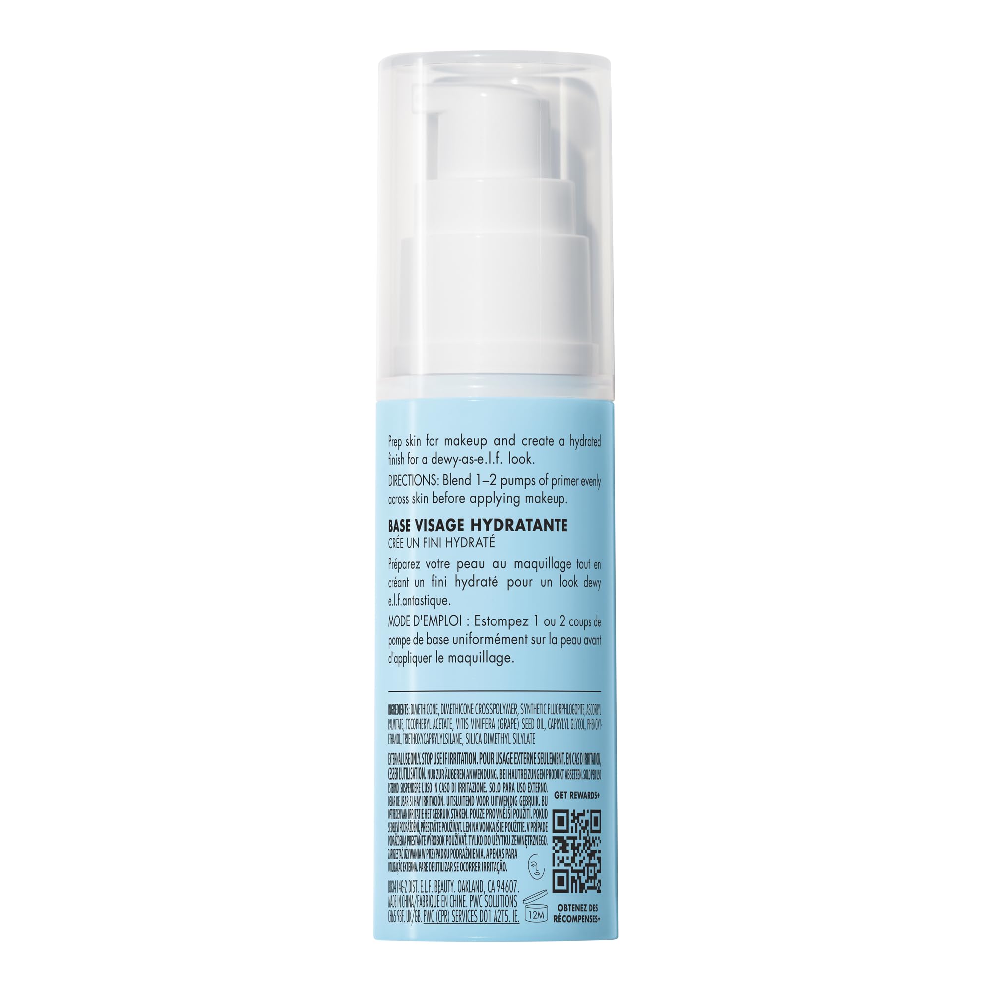 e.l.f. Hydrating Face Primer, Makeup Primer For Flawless, Smooth Skin & Long-Lasting Makeup, Fills In Pores & Fine Lines, Vegan & Cruelty-free, Small: 1.01 Fl Oz (Pack of 1)