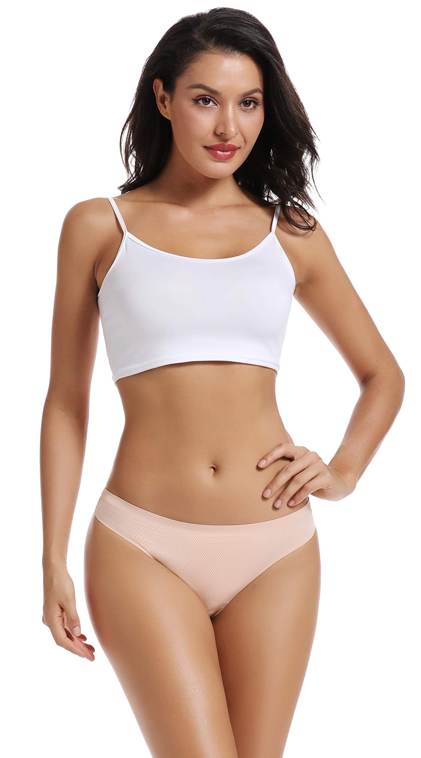 voenxe Seamless Women Underwear Thongs,No Show Ladies Thong,No Line Breathable Comfortable Panties Undies for Women 5-Pack