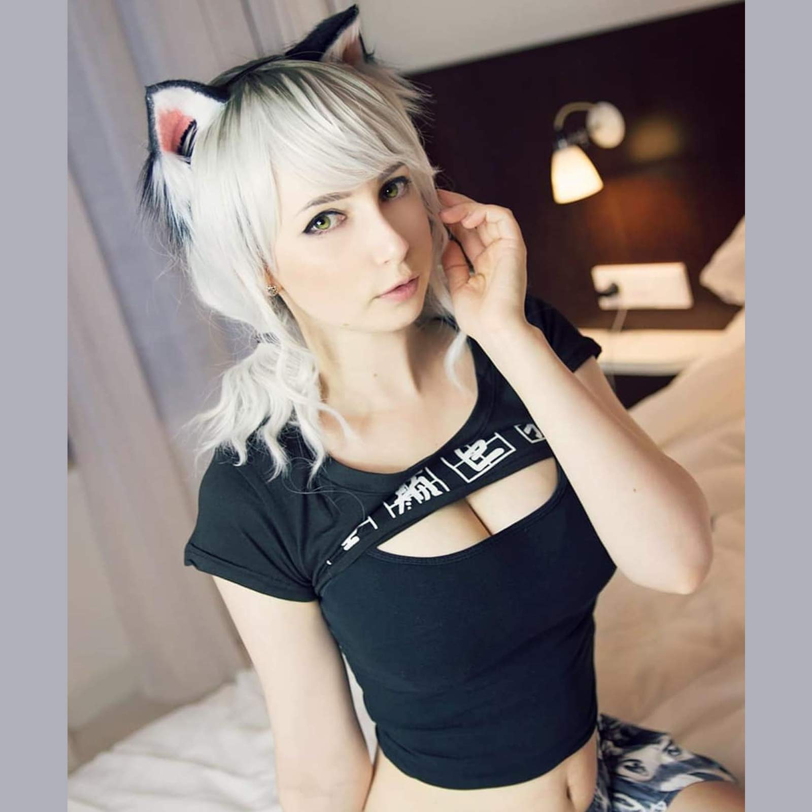 YOMORIO Japanese Lingerie Sexy Crop Top Naughty Underwear Anime Cosplay Costumes (): Black
