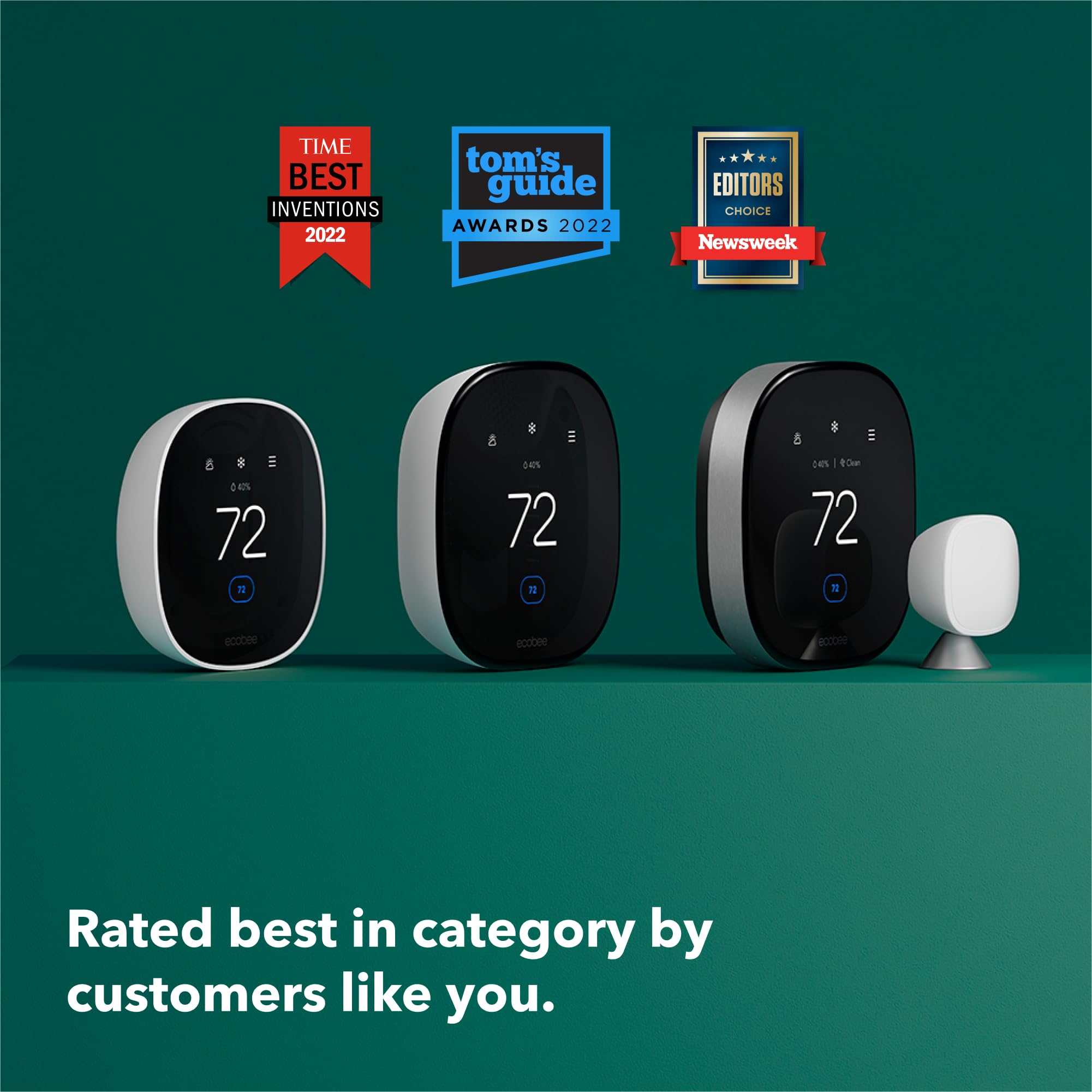 ecobee Smart Thermostat Premium with Smart Sensor and Air Quality Monitor - Programmable Wifi Thermostat - Works with Siri, Alexa, Google Assistant