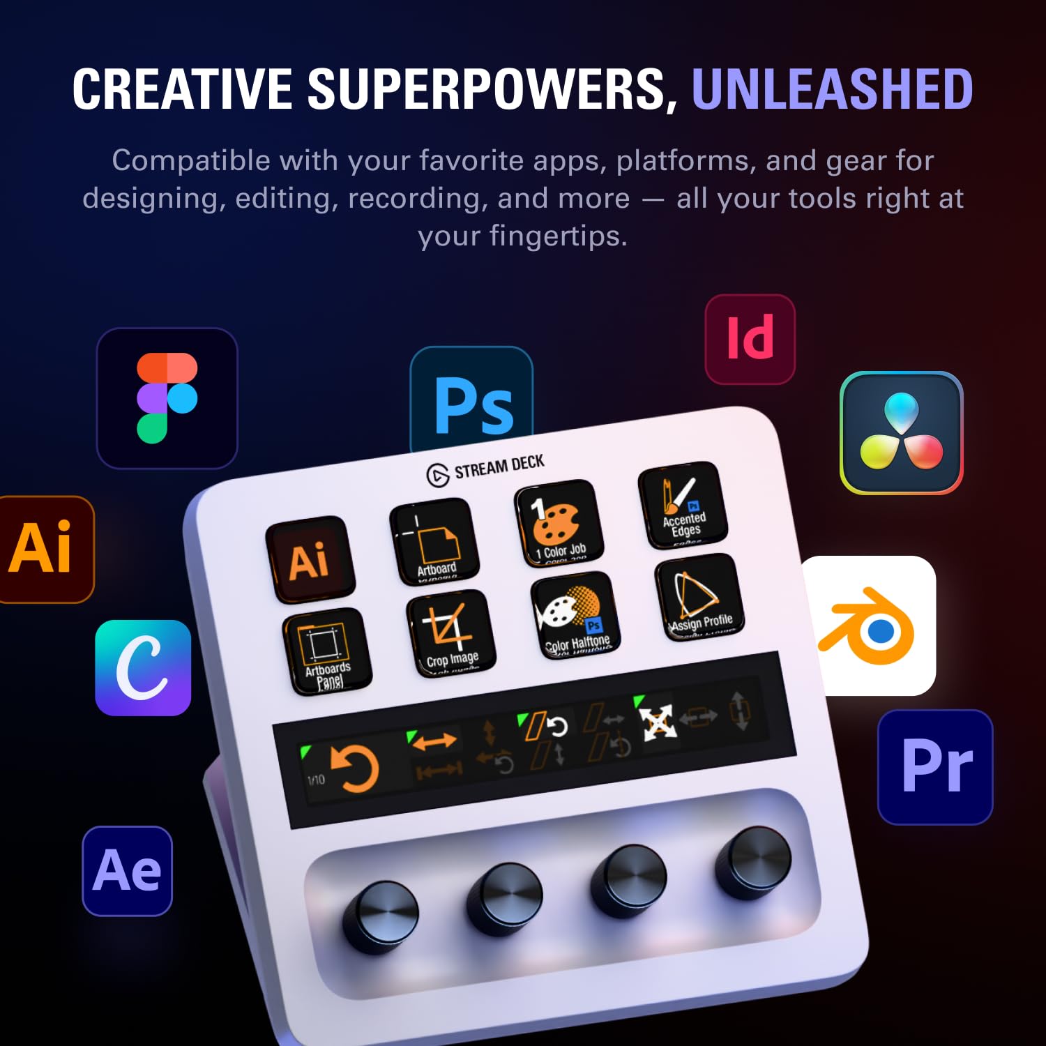 Elgato Stream Deck +, Audio Mixer, Production Console and Studio Controller for Content Creators, Streaming, Gaming, with customizable touch strip dials and LCD keys, works with Mac and PC: White Stream Deck +