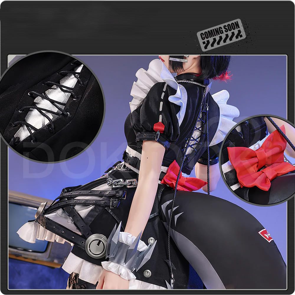 SRCOS ZZZ Ellen Joe Cosplay Costume SR Women Maid Dress Outfit Zenless Zone Zero Ellen Joe Cosplay Shark Tail