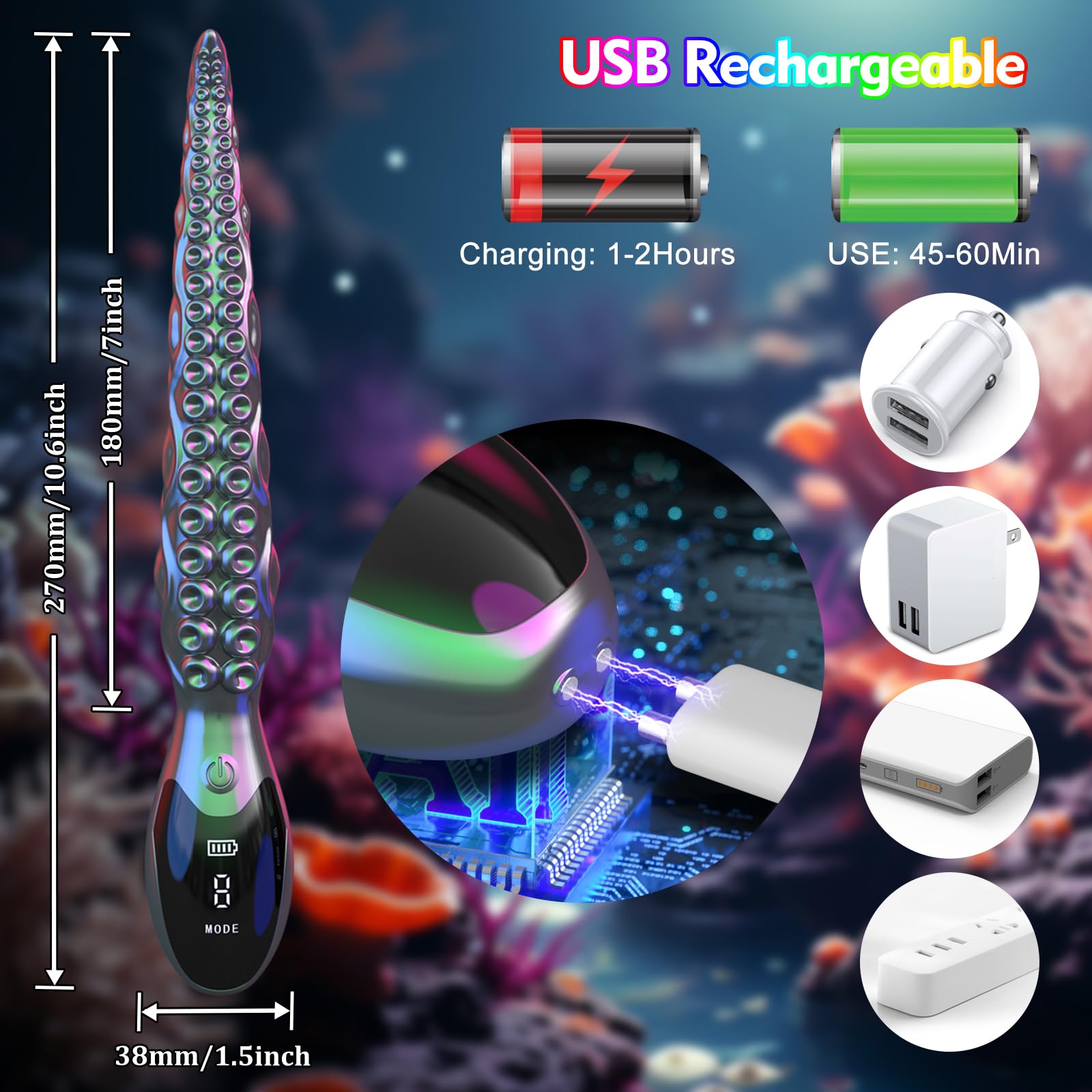 Vibrating Realistic Monster G-Spot Dildos - LED Display Octopus Tentacle Clitoral Vibrator with 9 Powerful Modes, 10.7" Silicone Dildo Adult Sex Toys for Women Anal Vagina Stimulation: Vibrating Realistic Monster G-Spot Dildos - LED Display Octopus Tentacle Clitoral Vibrator with 9 Powerful Modes, 10.7" Silicone Dildo Adult Sex Toys for Women Anal Vagina Stimulation