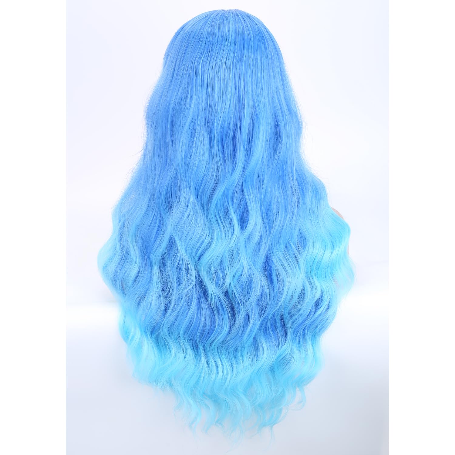 MAGQOO  Flame Fire Wig - Long Curly Wavy Ombre Wigs for Women & Girls - Middle Part, Heat Resistant, High Density Synthetic Wigs: Blue Ombre