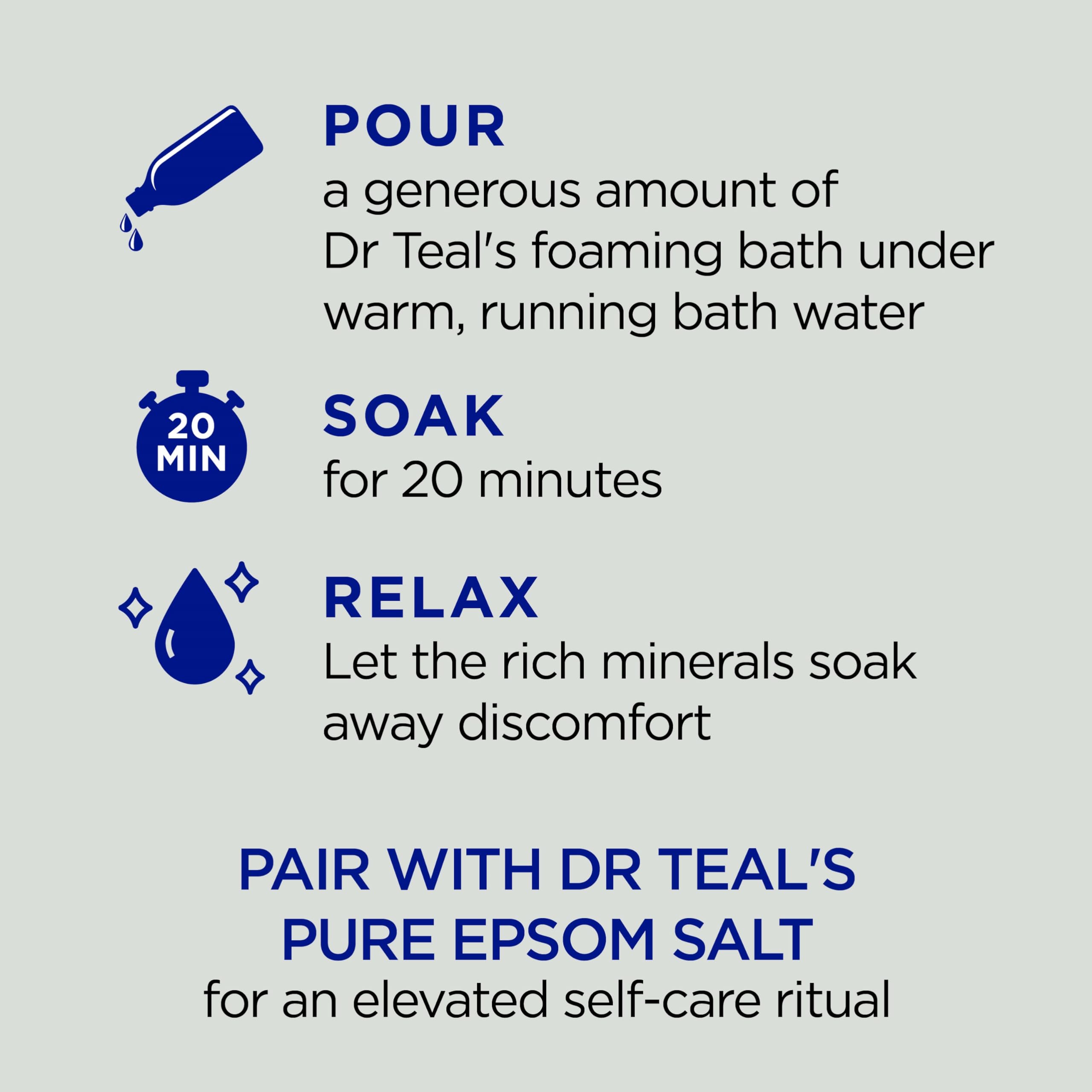Dr Teal's Foaming Bath with Pure Epsom Salt, Cannabis Sativa Hemp Seed Oil, 34 fl oz (Pack of 4)