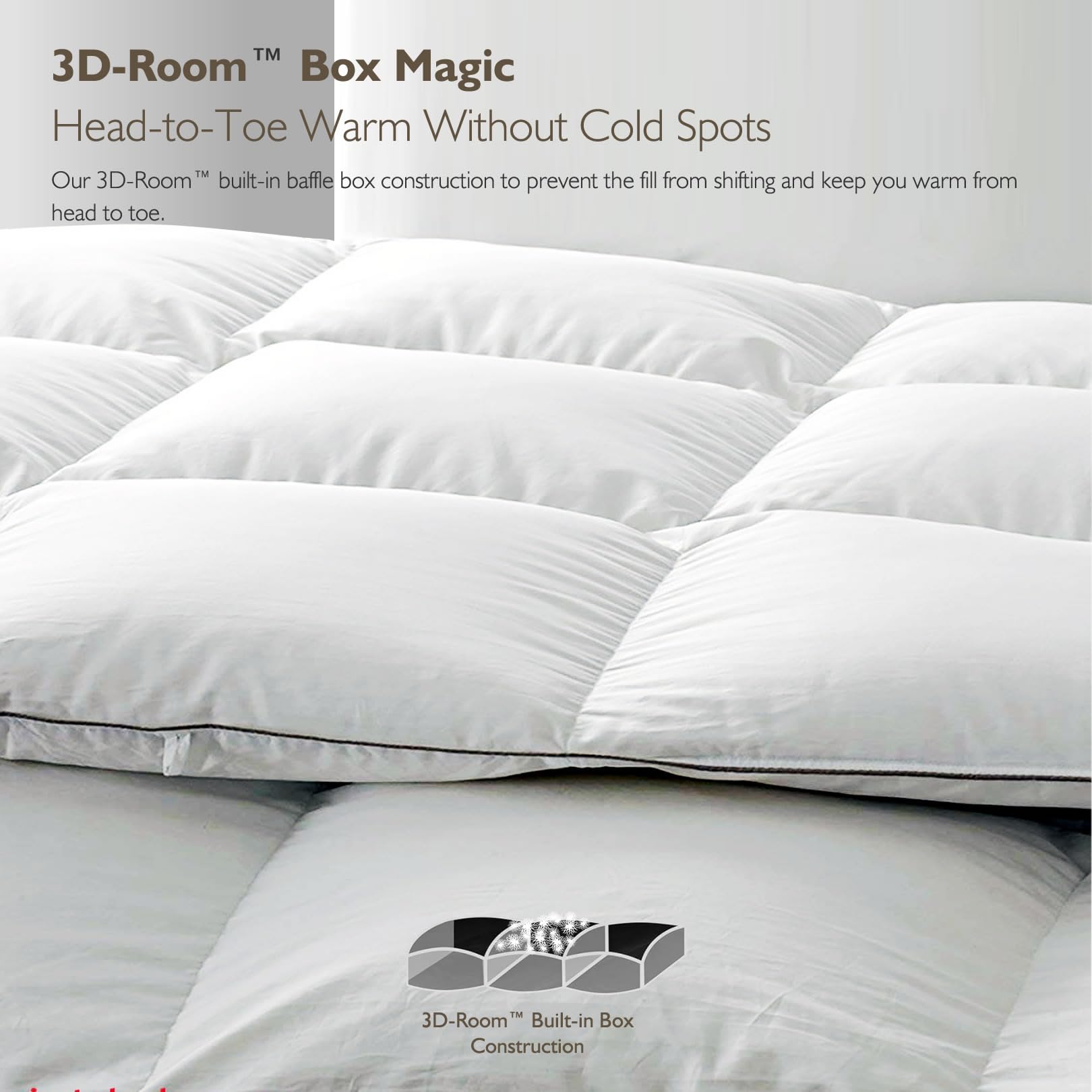 Cobnom® Hotel Luxury Feather Down Comforter Queen Size, Medium Warm All Season Duvet Insert, Silky Soft Egyptian Cotton Blend Cover, Ethically Sourced Feather & Down Filled, 90x90 Inch, White