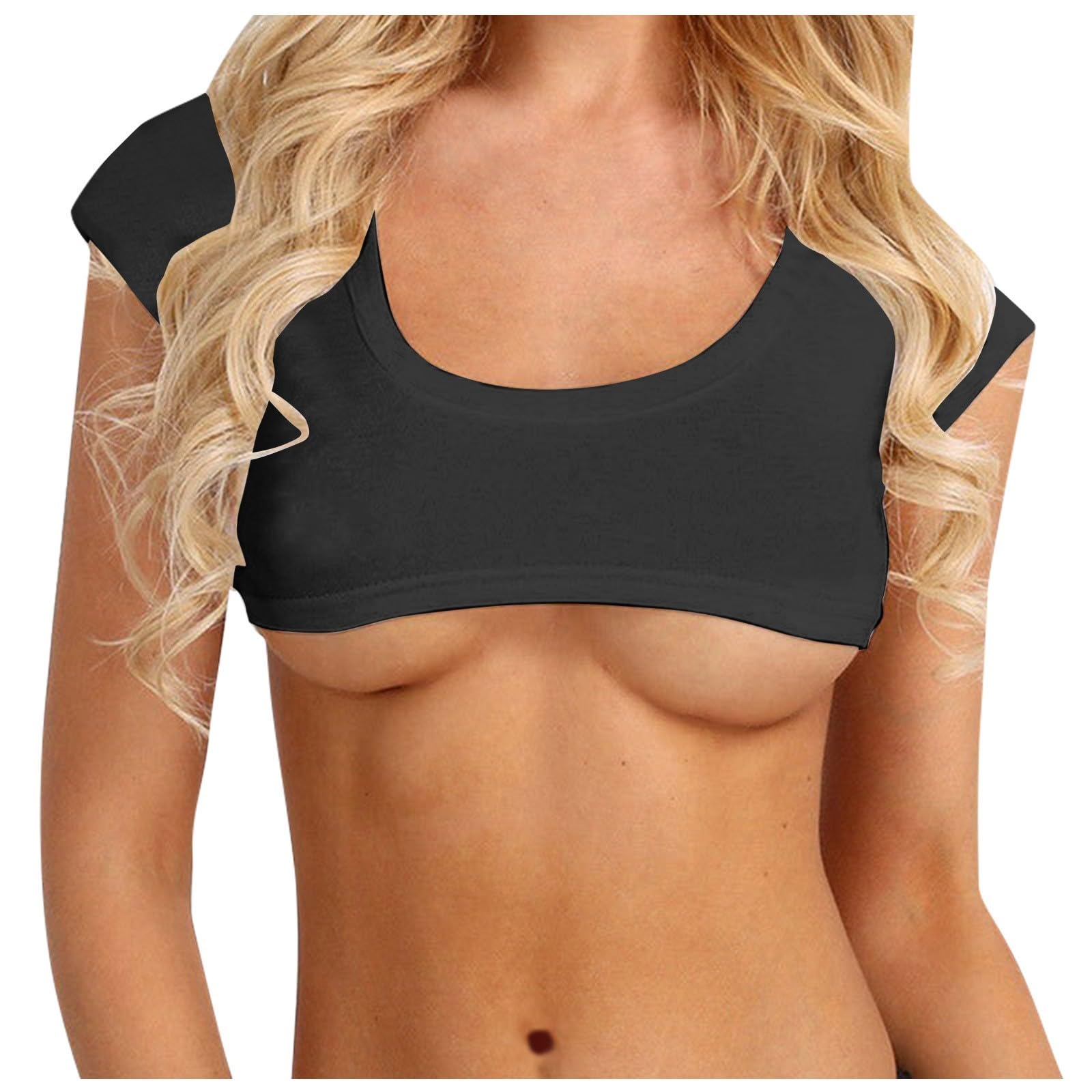 2024 Woman Tube Clothes Short Mini Crop Top Cleavage Cover Up Tank Top Sexy Crop Tops For Women: Black
