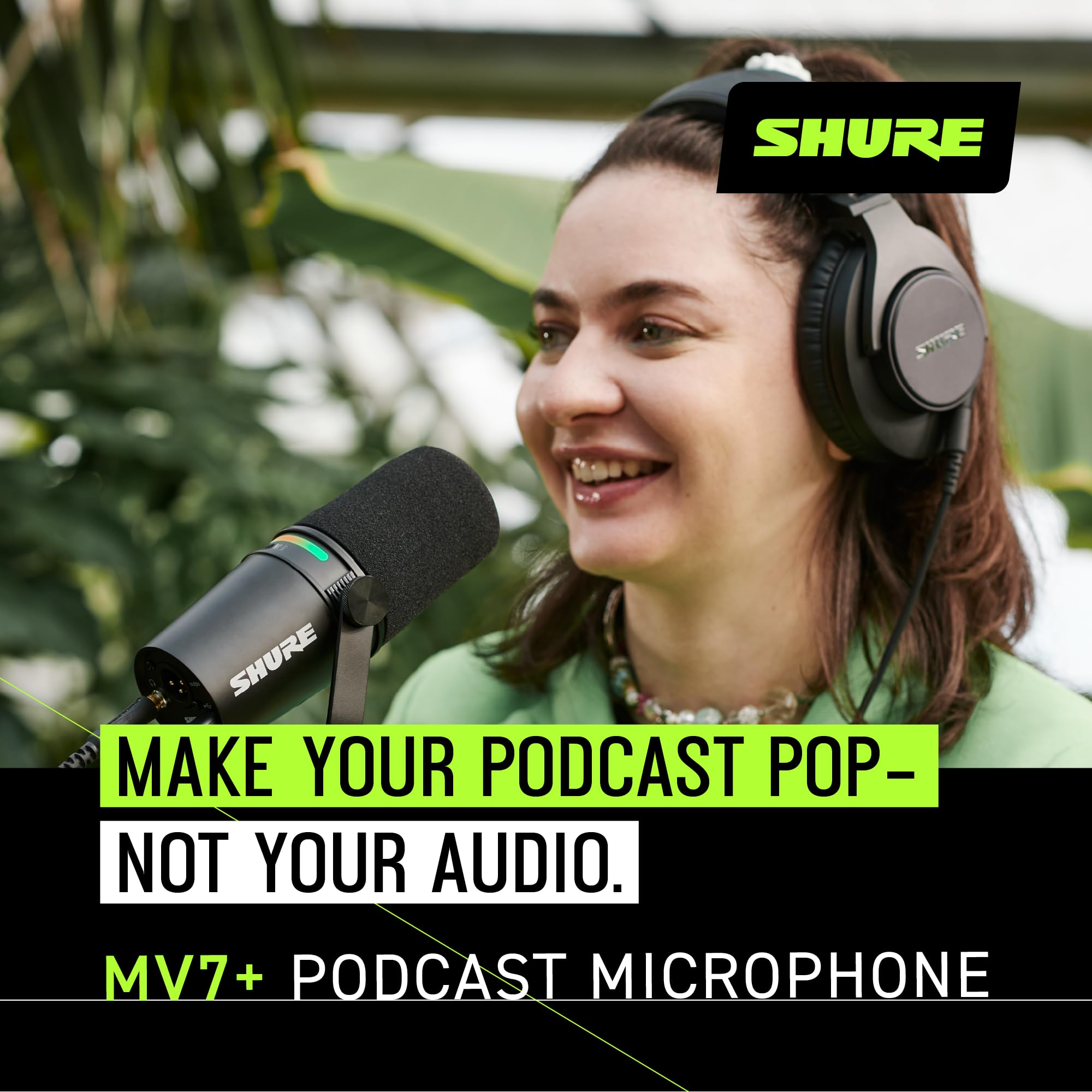 Shure MV7+ Podcast Dynamic Microphone. OBS Certified, Enhanced Audio, LED Touch Panel, USB-C & XLR Outputs, Auto Level Mode, Digital Pop Filter, Reverb Effects, Podcasting, Streaming, Recording -White: USB - Black