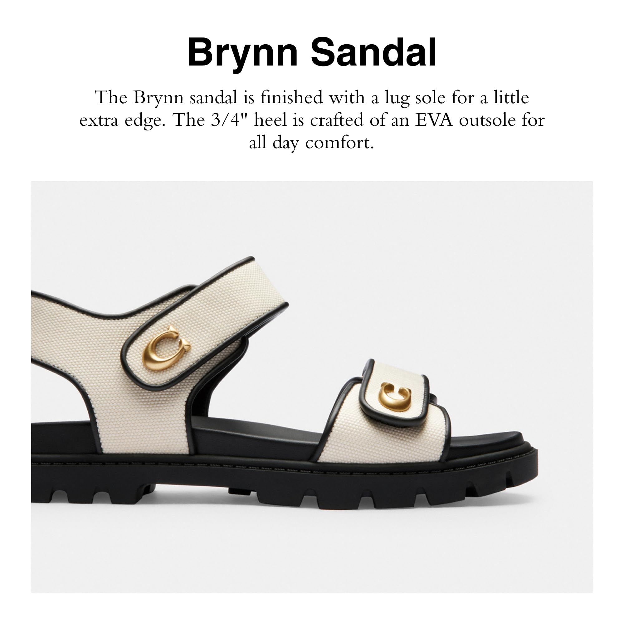 Coach Women's Brynn Sandal: Chalk/Black 5.5