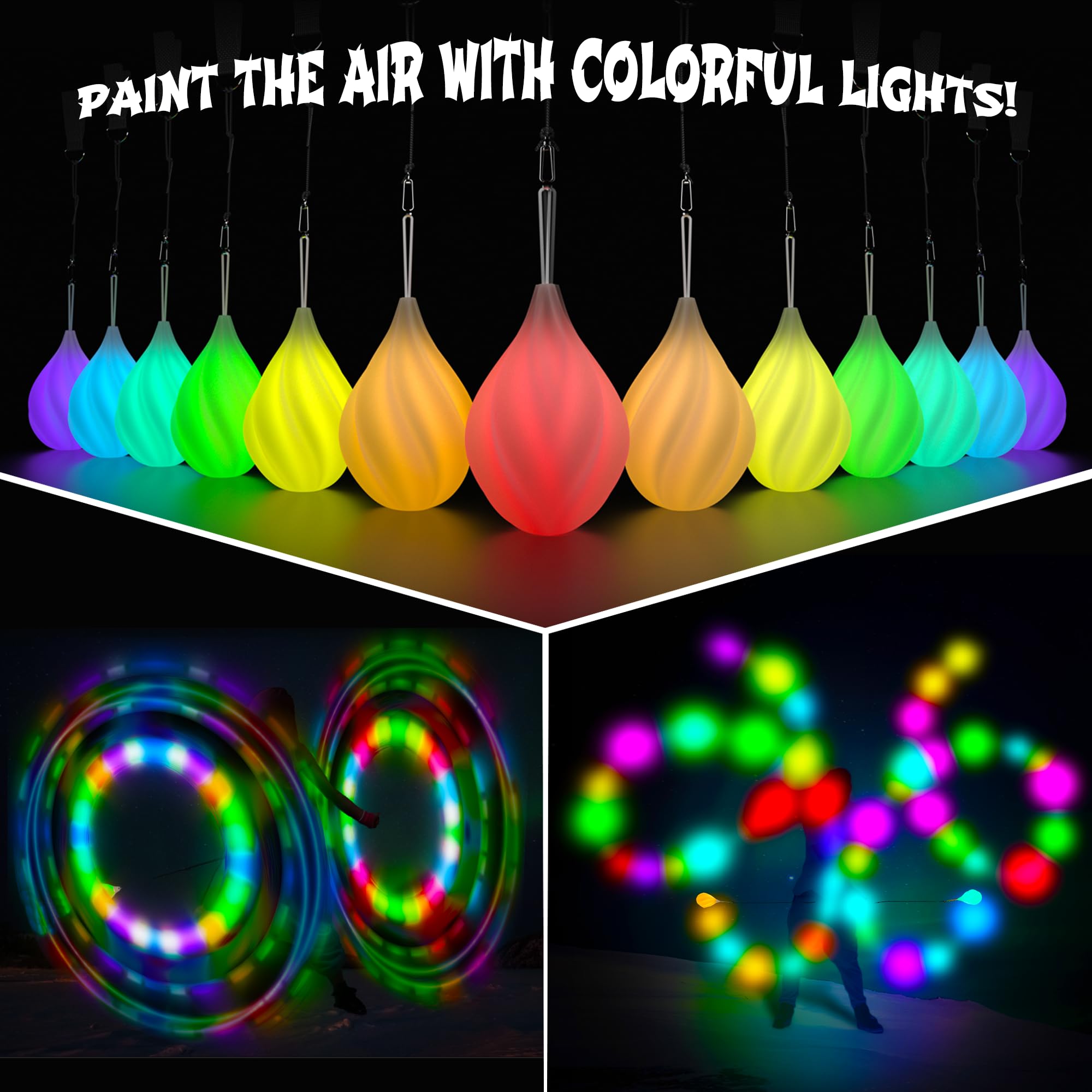 LED Poi Balls Set for Children and Adults - Luminous Premium Toy for Beginners & Professionals | LED Pois Kids Juggling | Juggling Set & Light Painting Accessories | Fire Poi Balls & Luminous Balls: LED Poi Balls Set for Children and Adults - Luminous Premium Toy for Beginners & Professionals | LED Pois Kids Juggling | Juggling Set & Light Painting Accessories | Fire Poi Balls & Luminous Balls