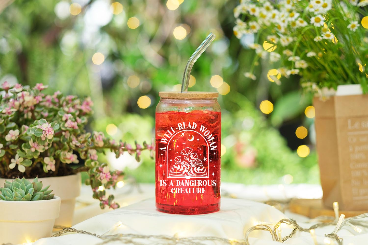 NewEleven Gifts For Book Lovers - Book Lovers Gifts For Women - Book Themed Gift for Readers, Librarians, Bookaholics - Birthday Gift For Women, Her, Best Friend – 16 Oz Coffee Glass: Well read women CF