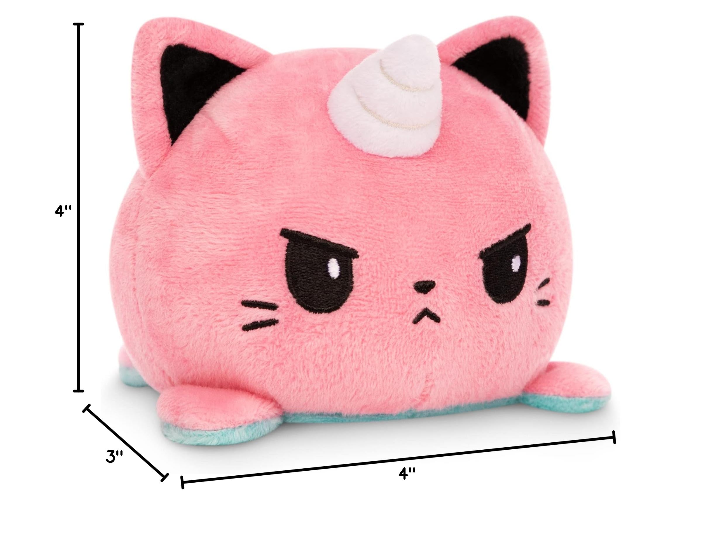 TeeTurtle - The Original Reversible Cat Plushie - Black + Pumpkin - Cute Sensory Fidget Stuffed Animals That Show Your Mood - Perfect for Halloween!: Pink + Aqua Puppy + Kittencorn