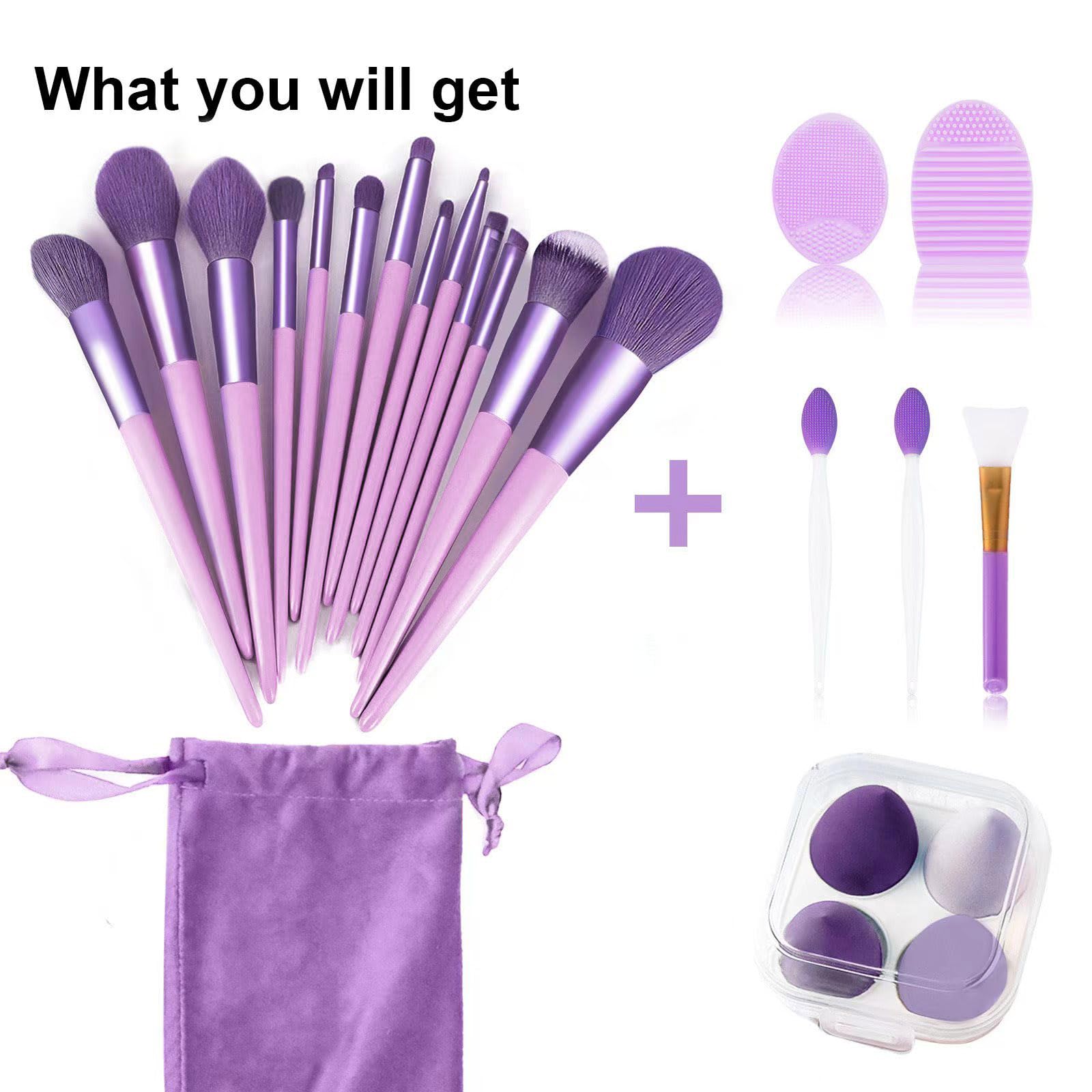 Koccido Makeup Brushes 22 Pcs Makeup Kit,Foundation Brush Eyeshadow Brush Make up Brushes Set (Green, 22 Piece Set): 22 Piece Set Purple
