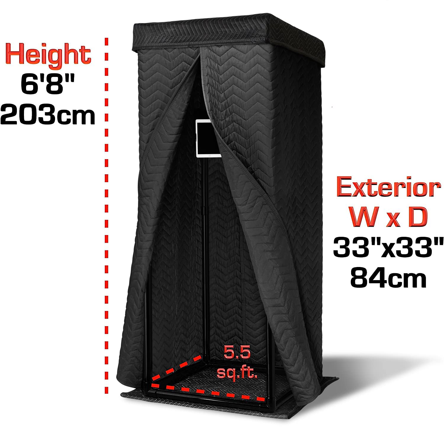 'Snap Studio' Portable Recording Booth | '#1 Vocal Booth' Rolling Stone | Record Crisp, Dry, Echo-Free Vocals at Home or On-The-Road | The Original & Best Studio Booth, Trusted By Singers & Voiceover: Black