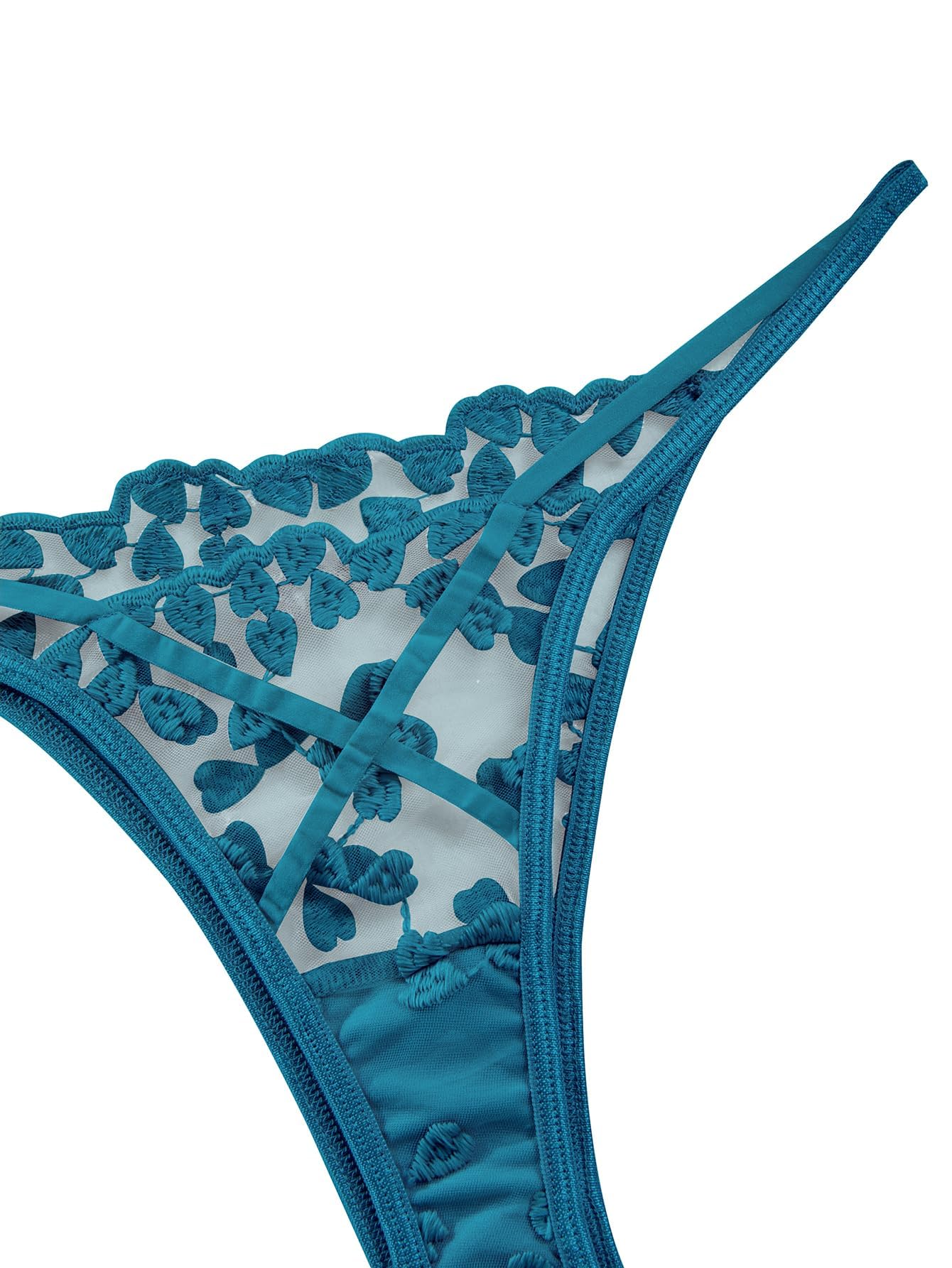 Lilosy Sexy Underwire Cute Push Up Strappy Embroidered Mesh Sheer Lingerie Set See Through Panty Bra thumbnail 6