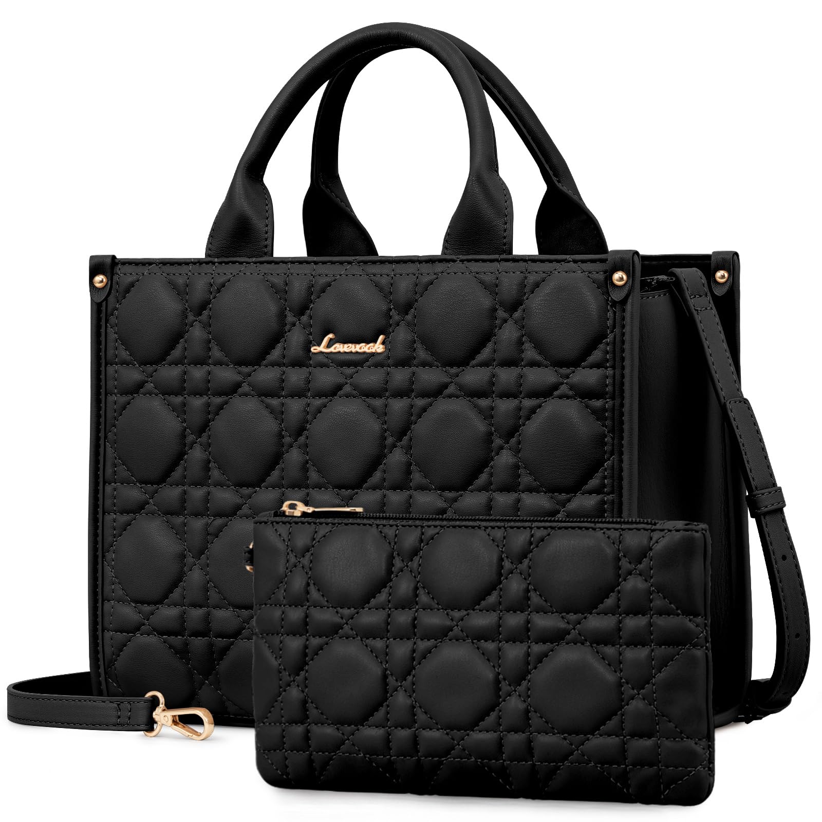 LOVEVOOK Purses and Handbags for Women, Handbags Shoulder Bags Black Purses and PU Leather Top Handles for Lady thumbnail 1