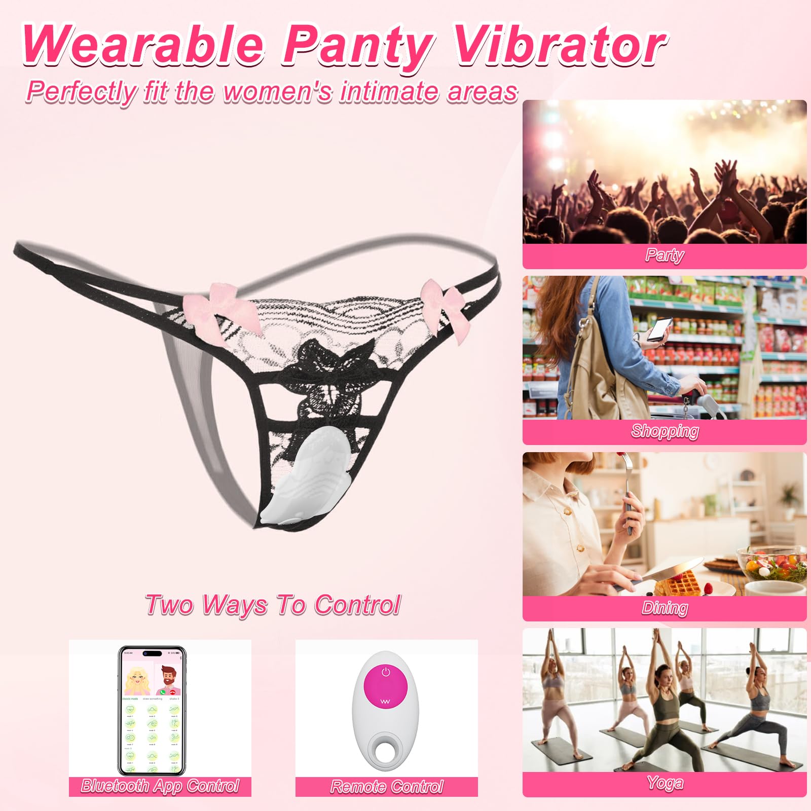 Wearable Panty APP Remote Control Vibrators Adult Sex Toys for Women or Couples, Clitoral Mini Egg Bullet Butterfly Vibrator Rose Toy, G Spot Dildo Vagina Stimulator with Tongue Licking Sex Machine: White