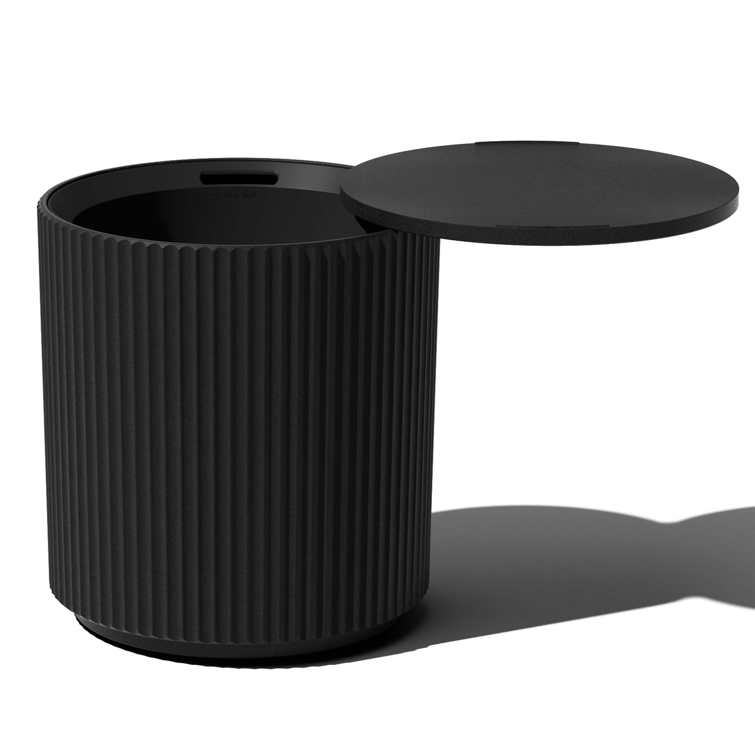 Veradek Outdoor Cooler Side Table - 2 in 1, Black, 21 inch: Black Fluted Surface