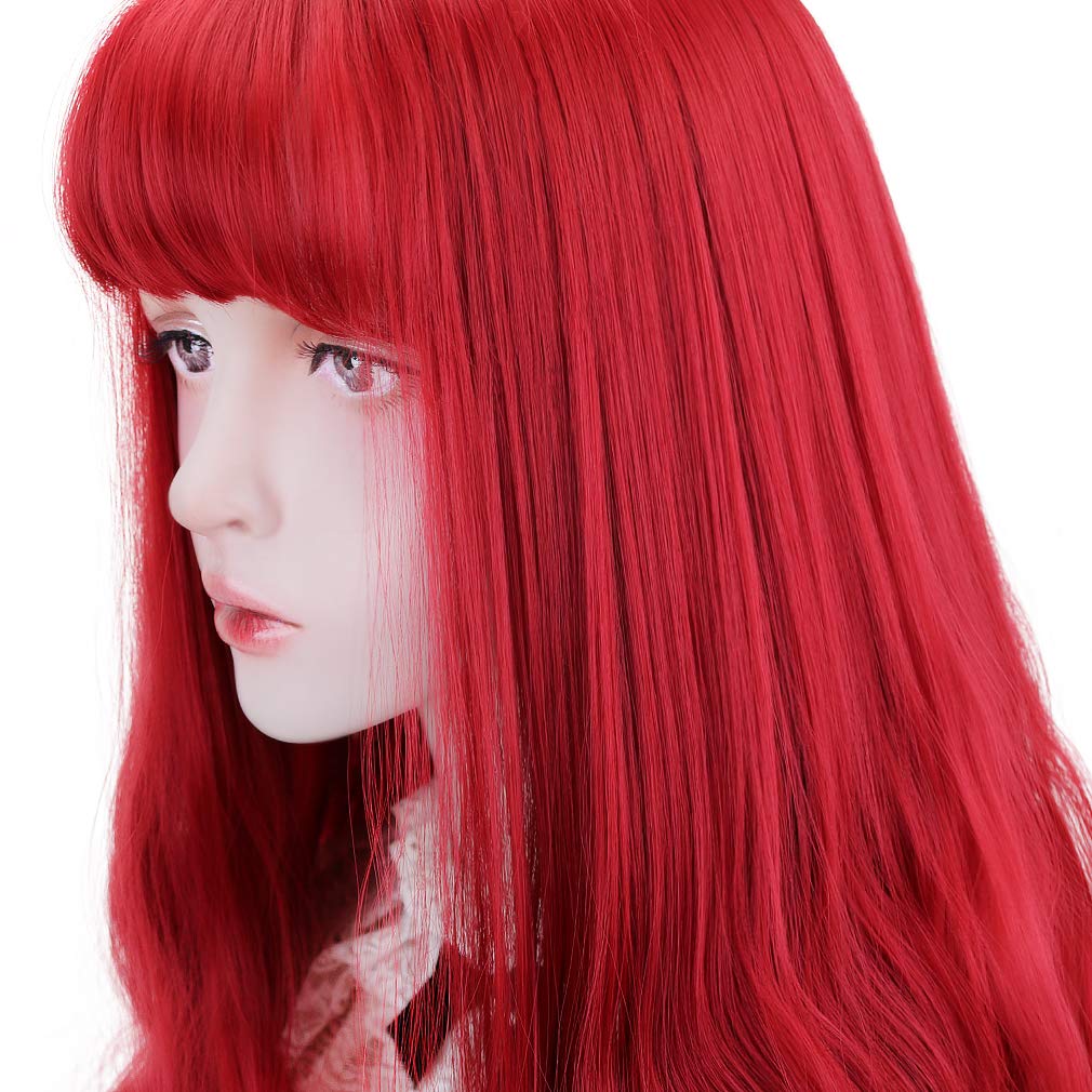 STYLER Long  Synthetic Wig with Bangs - Natural Long Wavy Cosplay Wigs for Women Halloween Christmas 30" (White)