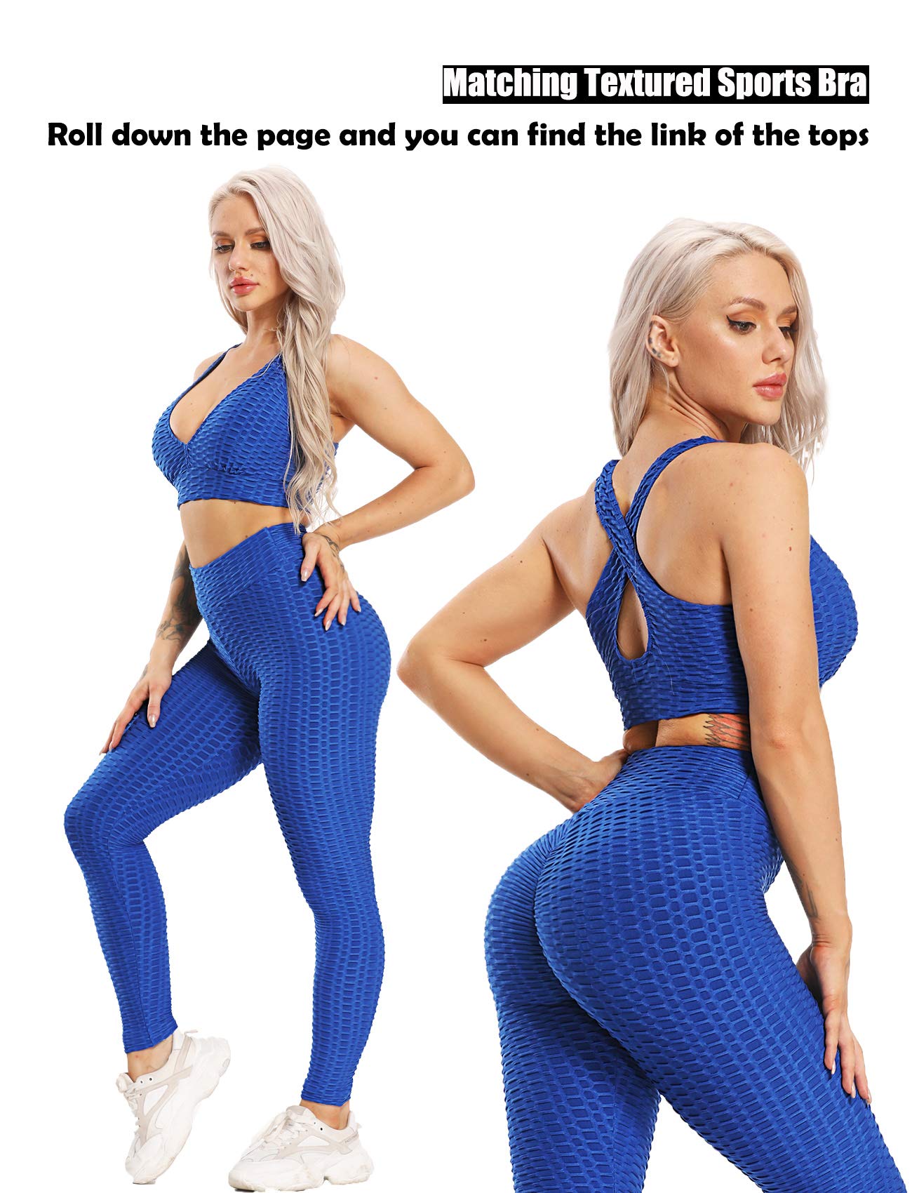 SEASUM Women High Waisted Workout Yoga Pants Butt Lifting Scrunch Booty Leggings Tummy Control Anti Cellulite Textured Tights thumbnail 2