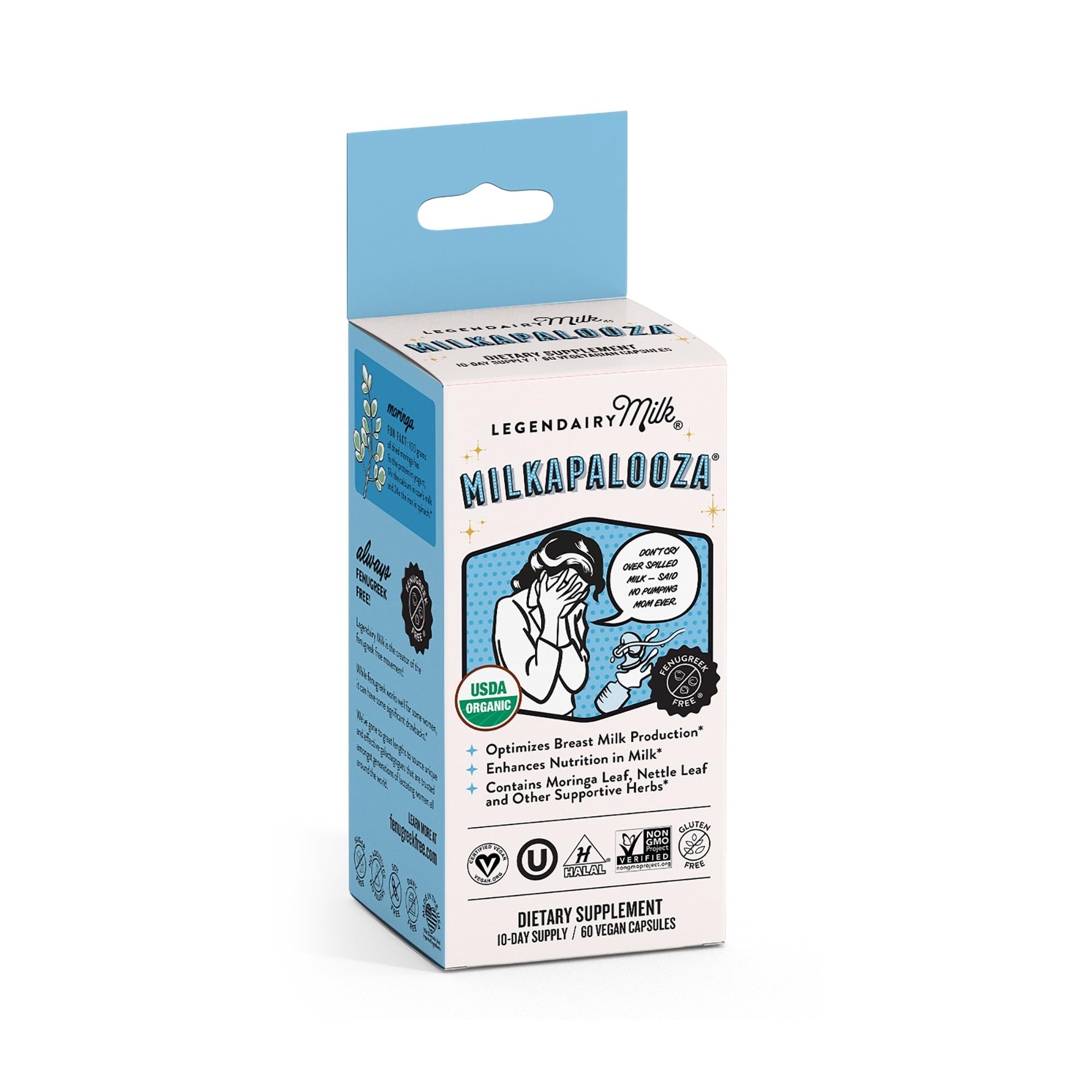 Legendairy Milk Milkapalooza Lactation Supplement for Breastfeeding Moms, Increase Breast Milk Supply with Organic Moringa, Fennel, Nettle, & Shatavari, Vegan Postpartum Essentials Fenugreek-Free 60ct thumbnail 9