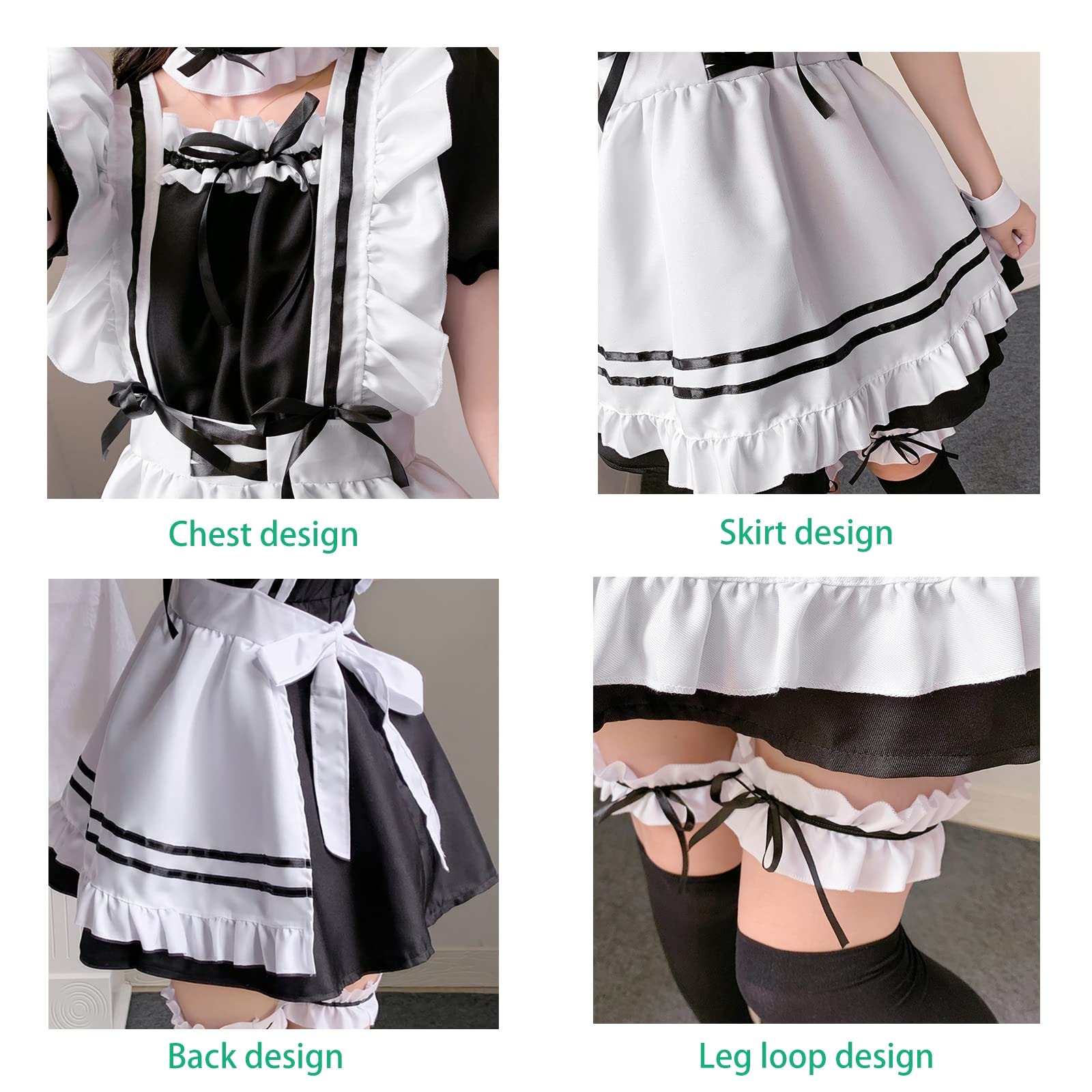 JFFLYIT Japanese Anime Cosplay Maid Outfit Dress Japanese Maid Outfit Set Cute Halloween Makeup Cosplay Costume - Image 4