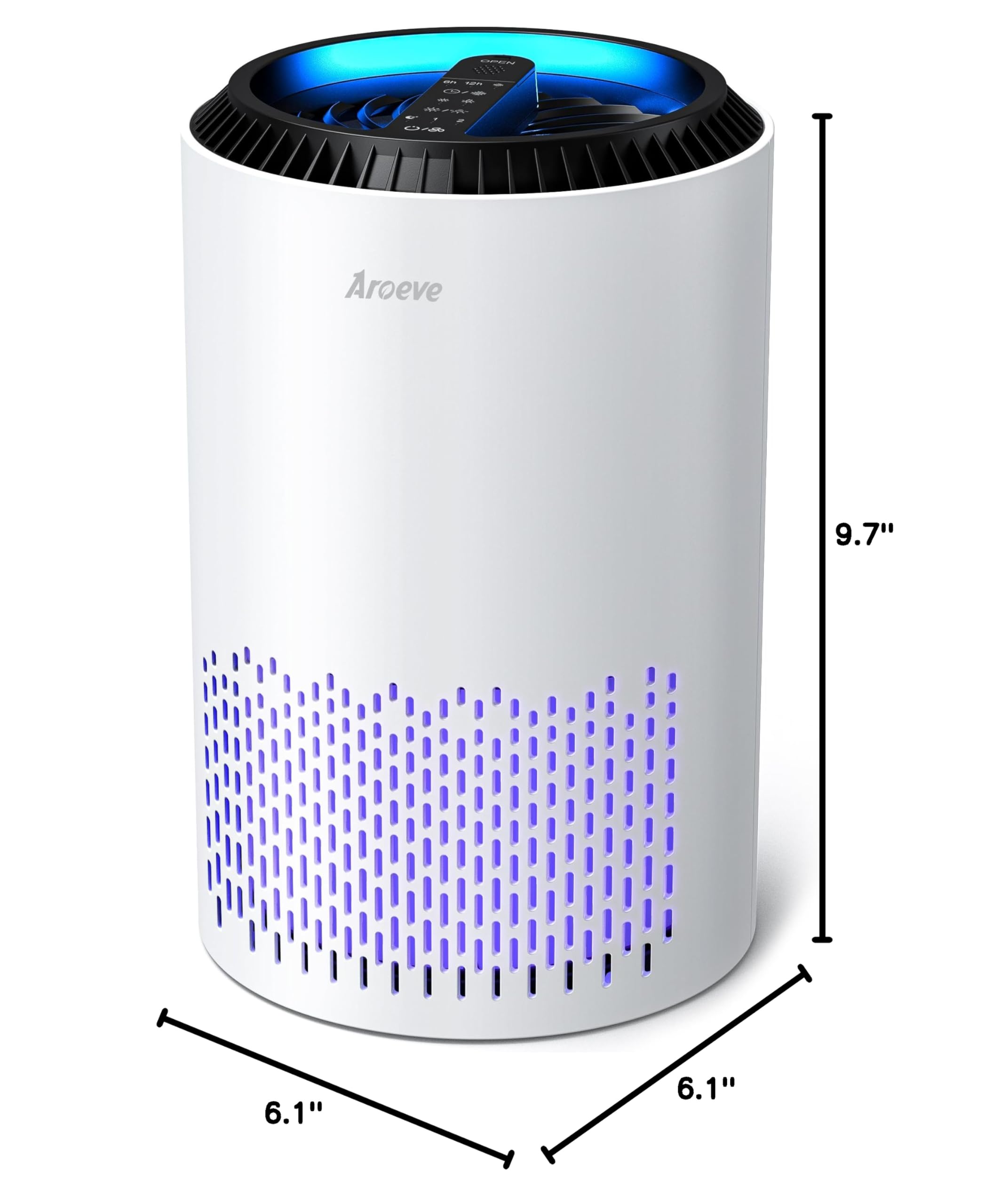 AROEVE Air Purifiers for Bedroom Home, 3 Layer Filter for Smoke Pollen Allergies Pet Dander Odor, Sleep Mode for Better Sleep, Energy Saving, 3 Speeds, Timer for Office, Dorm, Kitchen, MK01,: White