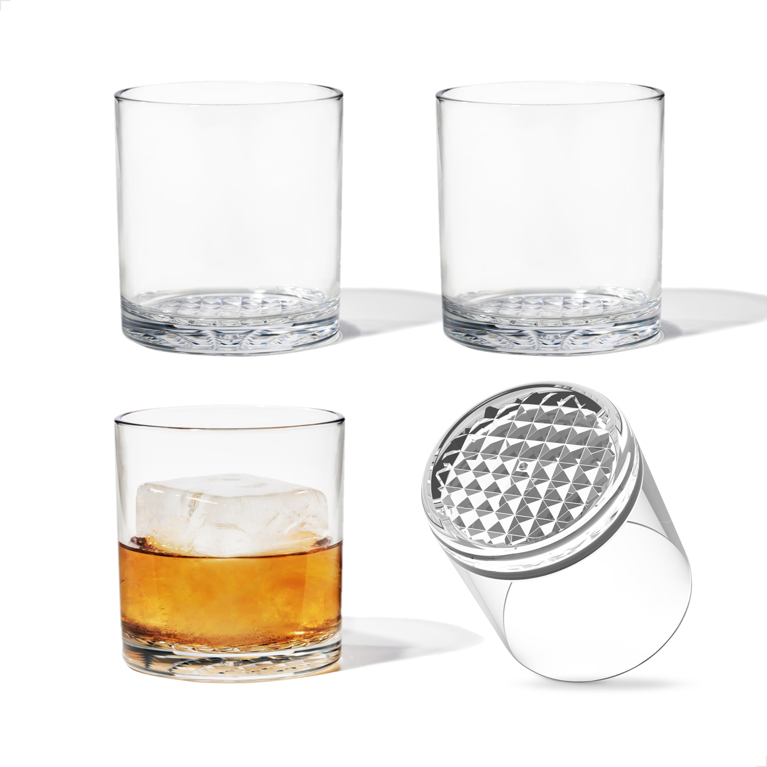 TOSSWARE RESERVE 12oz Old Fashioned - Color Series SET OF 4, Premium Quality, Tritan Dishwasher Safe & Heat Resistant Unbreakable Plastic Whiskey Glasses: Set of 4
